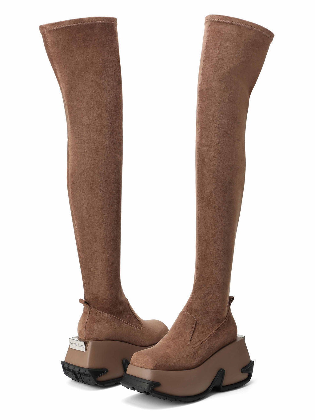 KLYMENE Overknee-Stiefel mit Keilabsatz Khakibraun