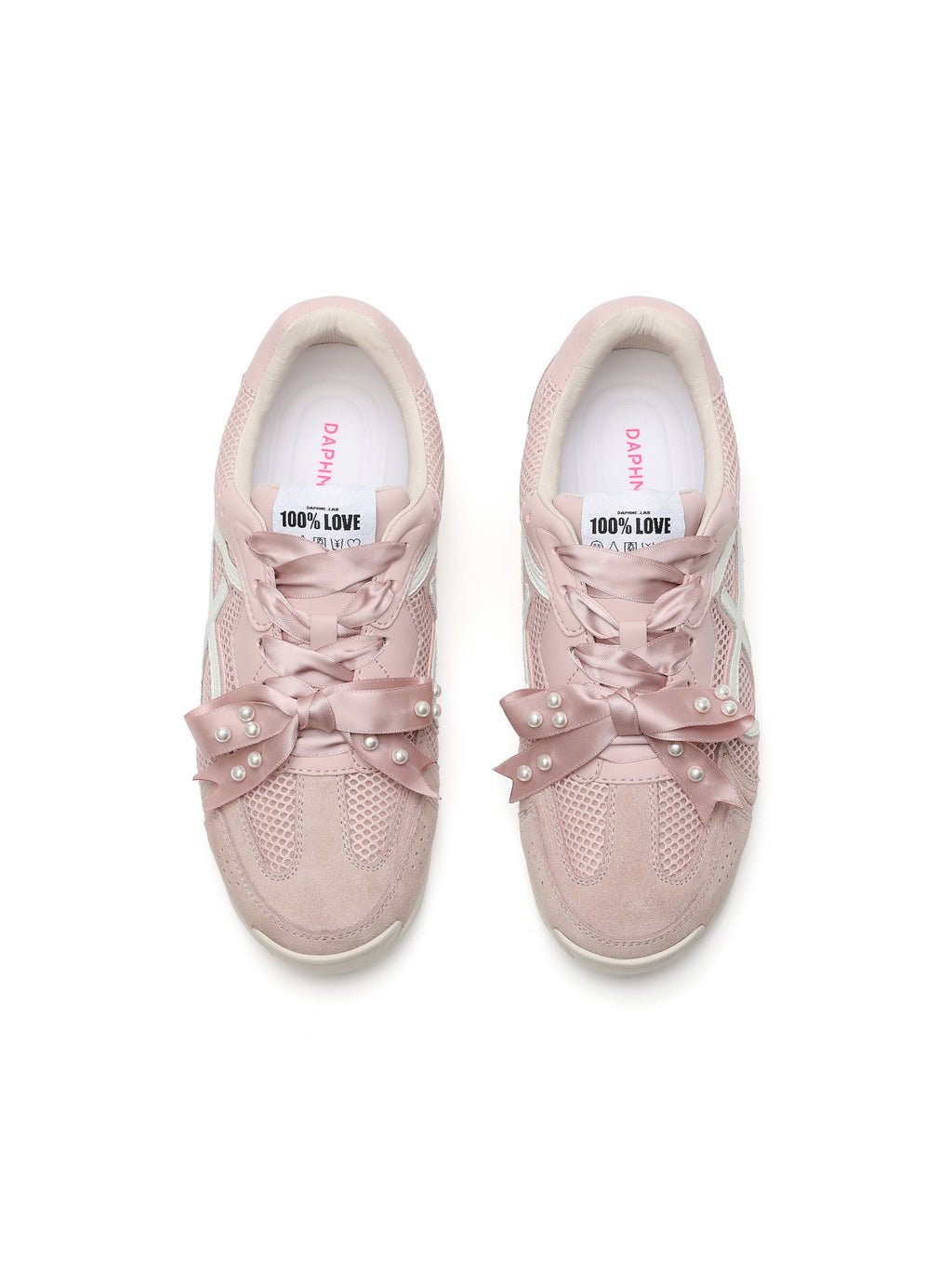 LETO Slim Mesh Trainers Blush Pink