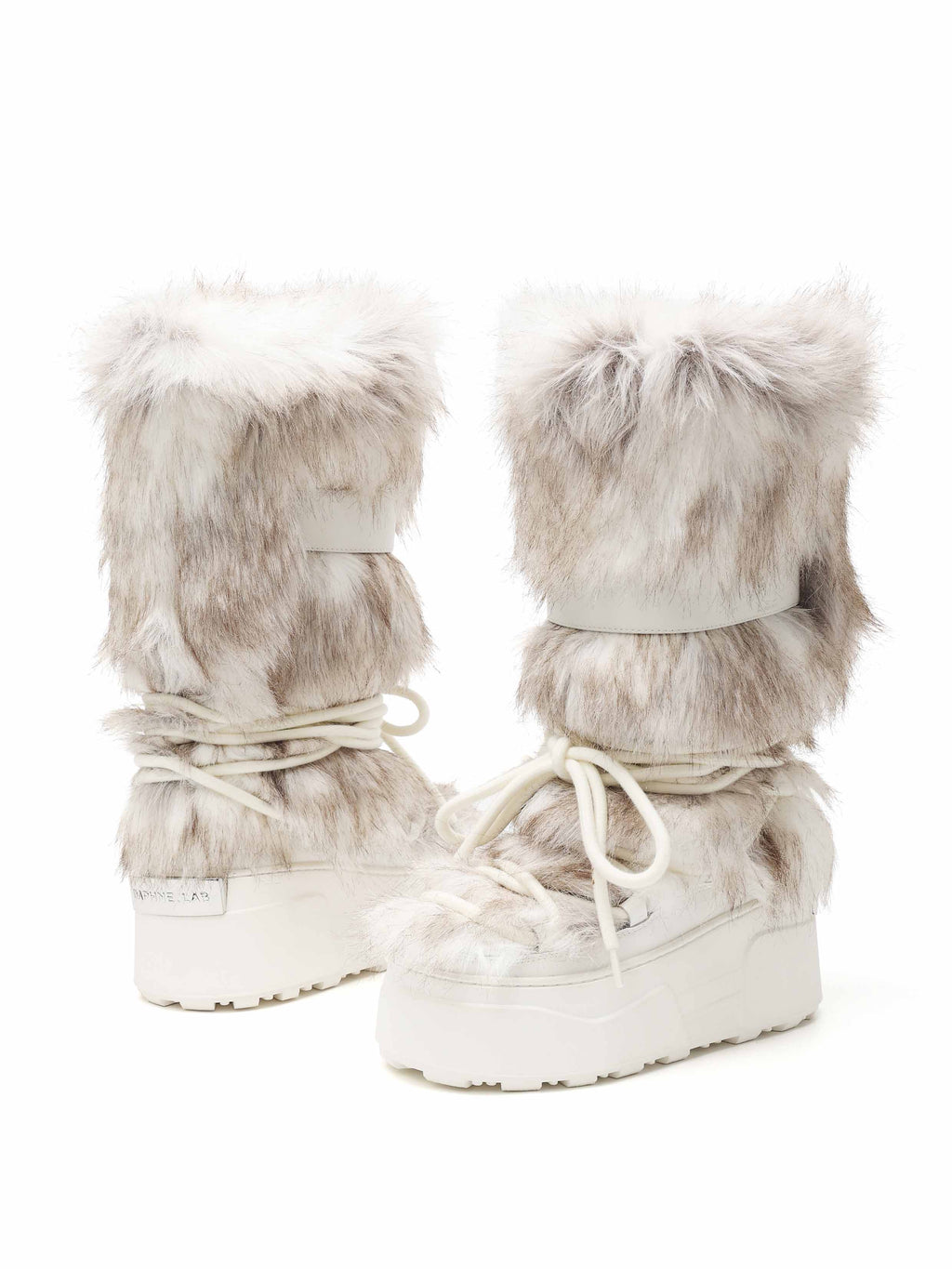 KHIONE Fur Platform High Ankle Boots White
