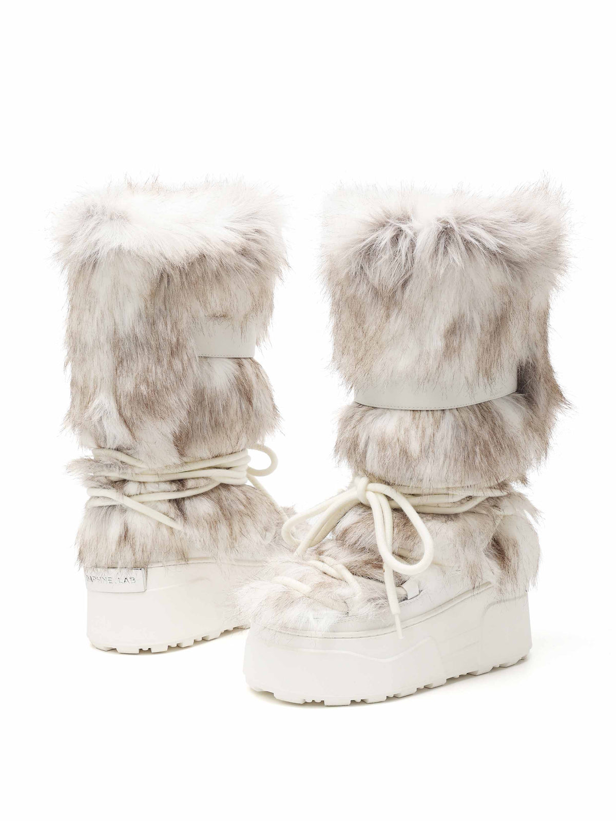 KHIONE Fur Platform High Ankle Boots White