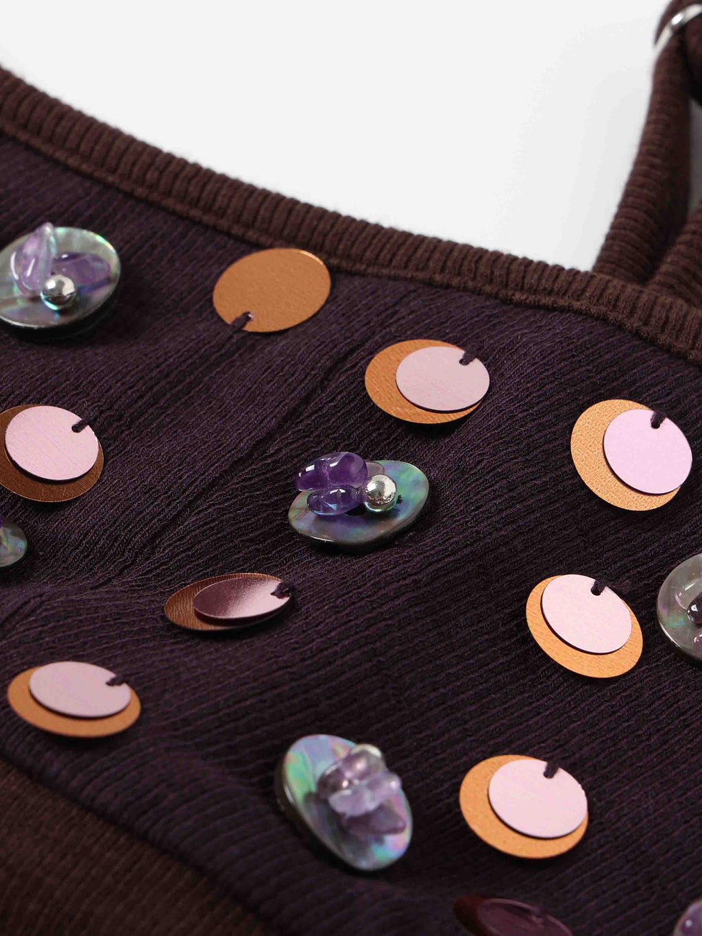 Embellished Bodycon Mini Dress Brown