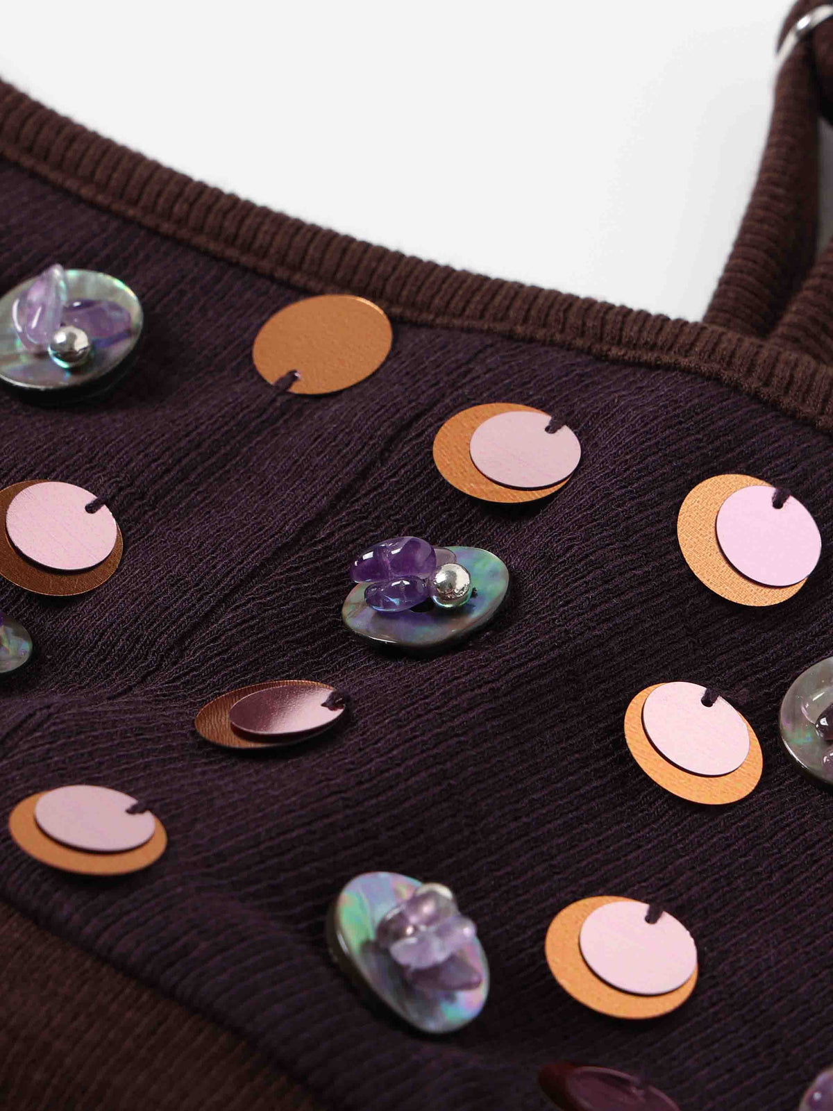 Embellished Bodycon Mini Dress Brown