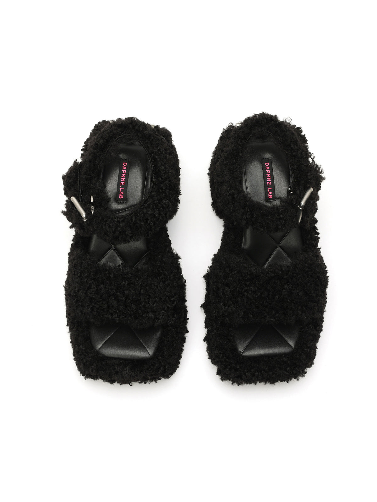 AMALTHEA Fell-Plateau-Sandalen Schwarz