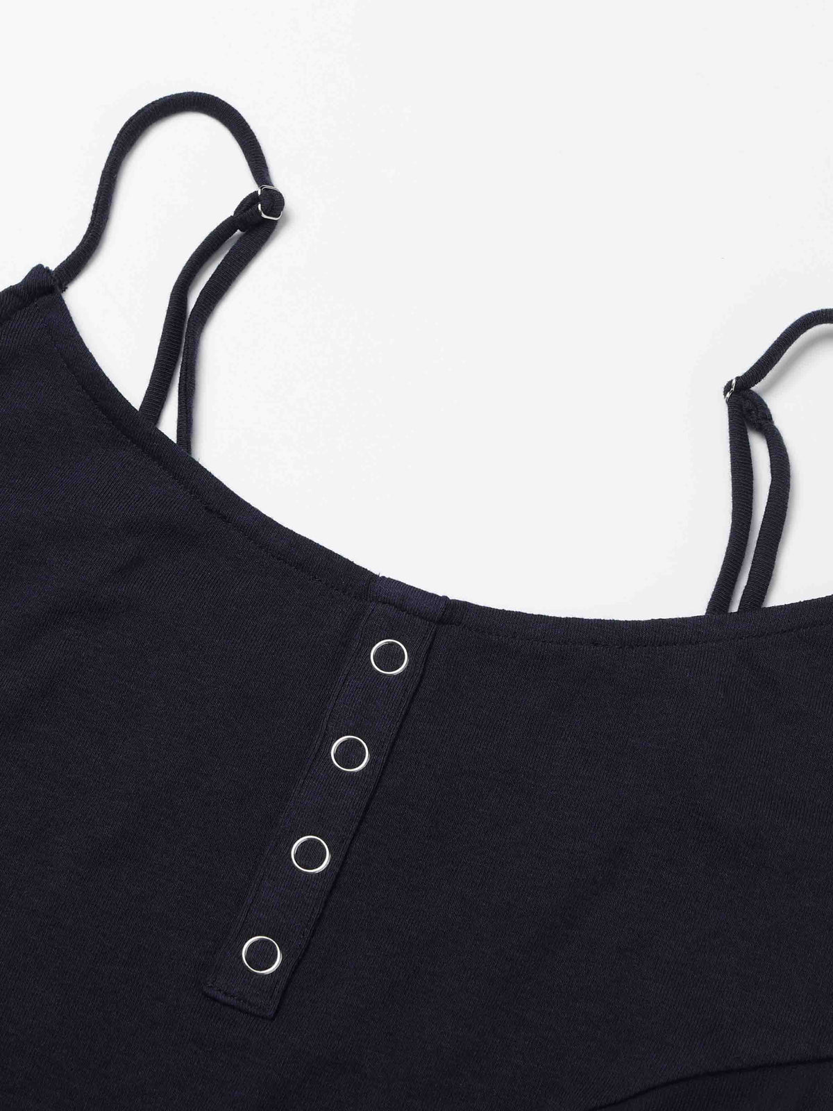 Sheer-Panel Cami Bodysuit Dark Navy Blue
