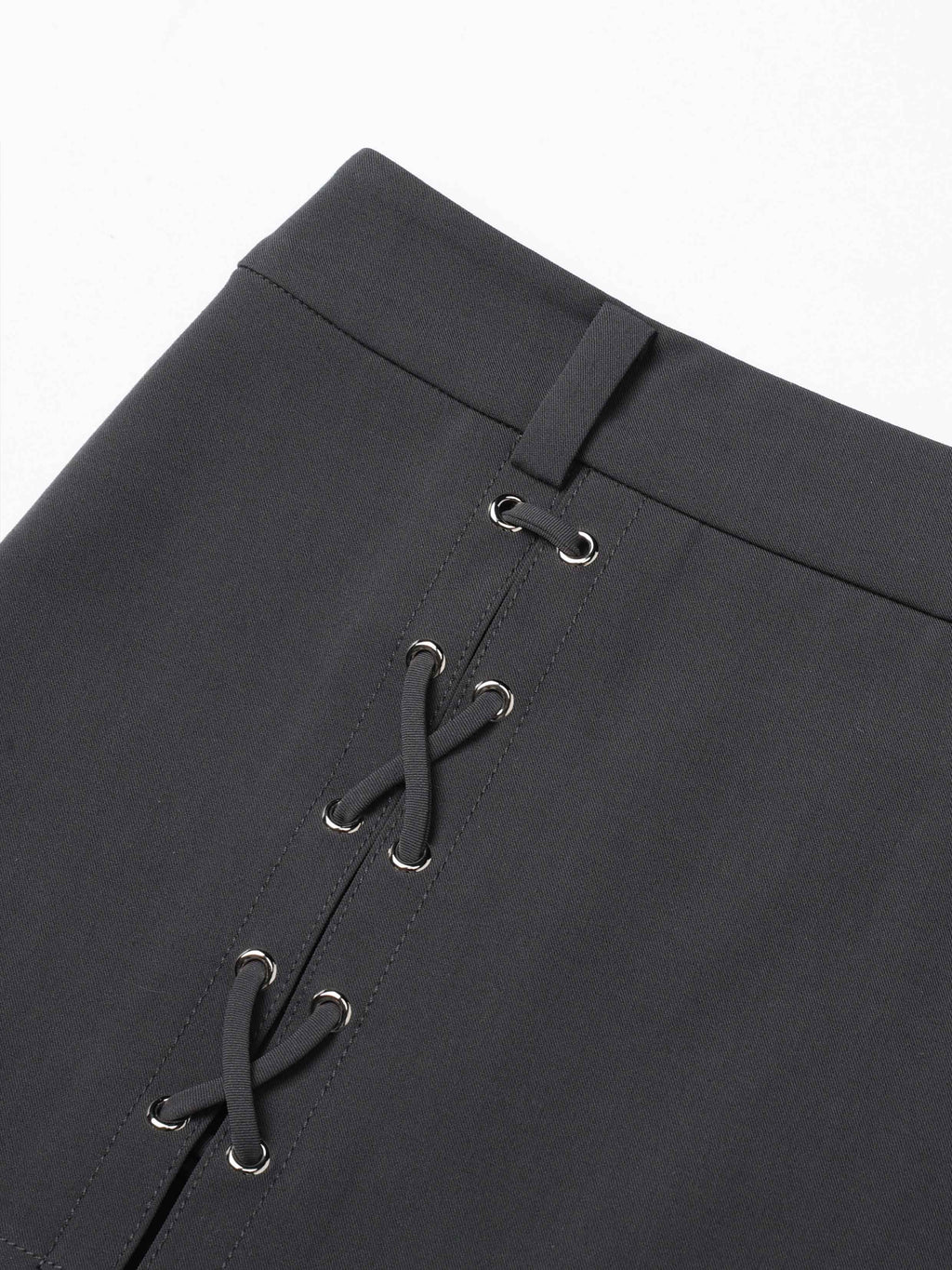 Lace-Up Micro Mini Skirt Charcoal Gray
