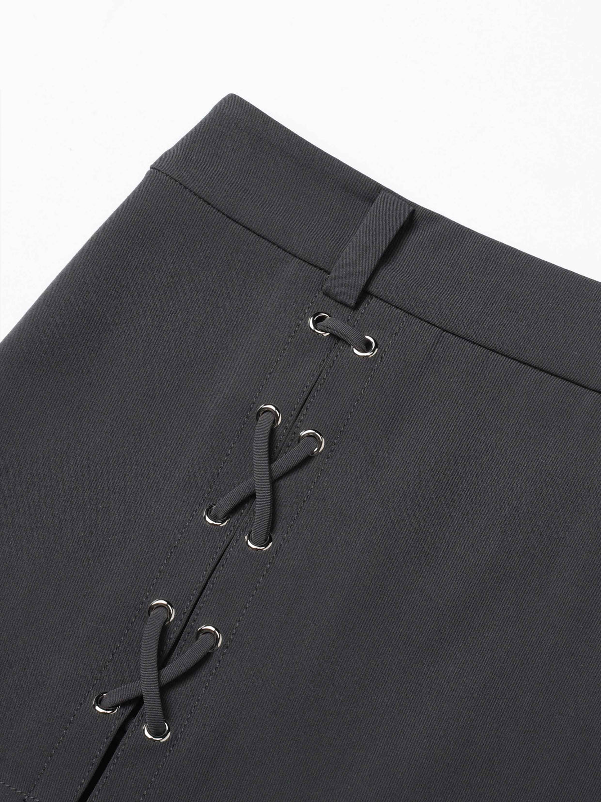 Lace-Up Micro Mini Skirt Charcoal Gray