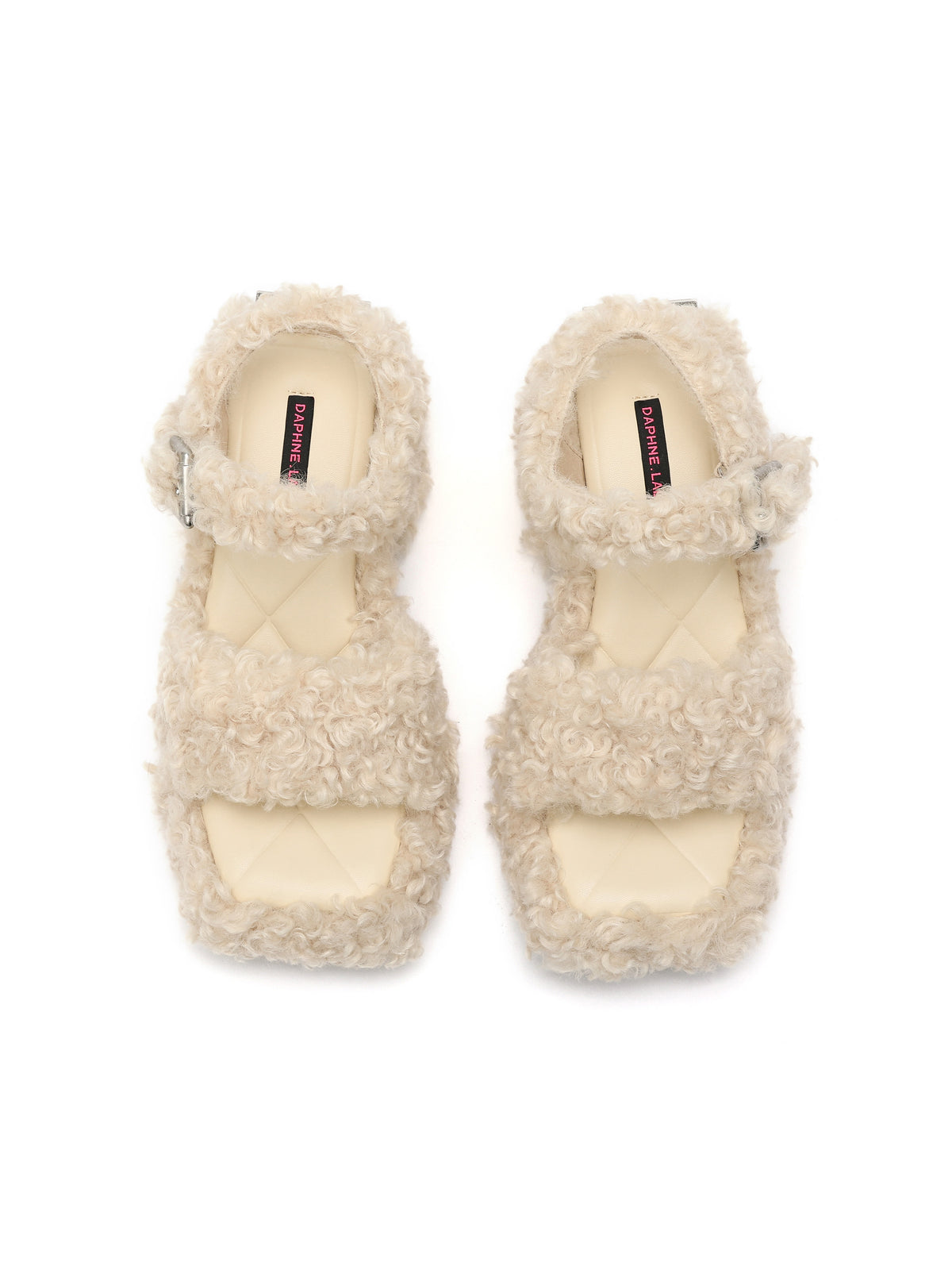AMALTHEA Plateau-Sandalen aus Fellimitat Beige