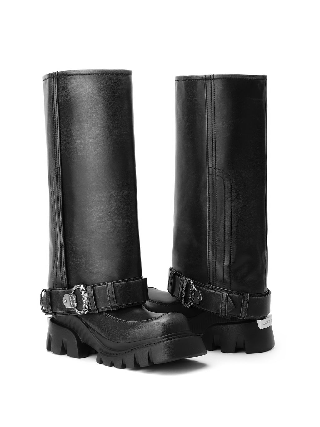ENYO Gamaschen-Kniestiefel im Used-Look Schwarz