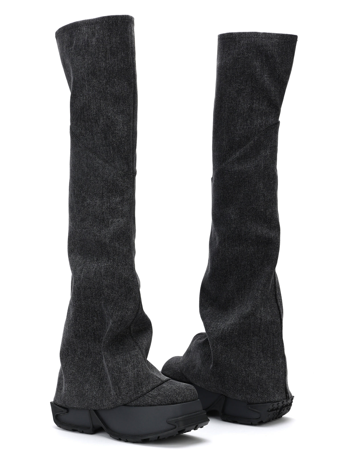 Daphne.Lab x DIDU | MOIRA Plateau Overknee-Stiefel Schwarzer Denim
