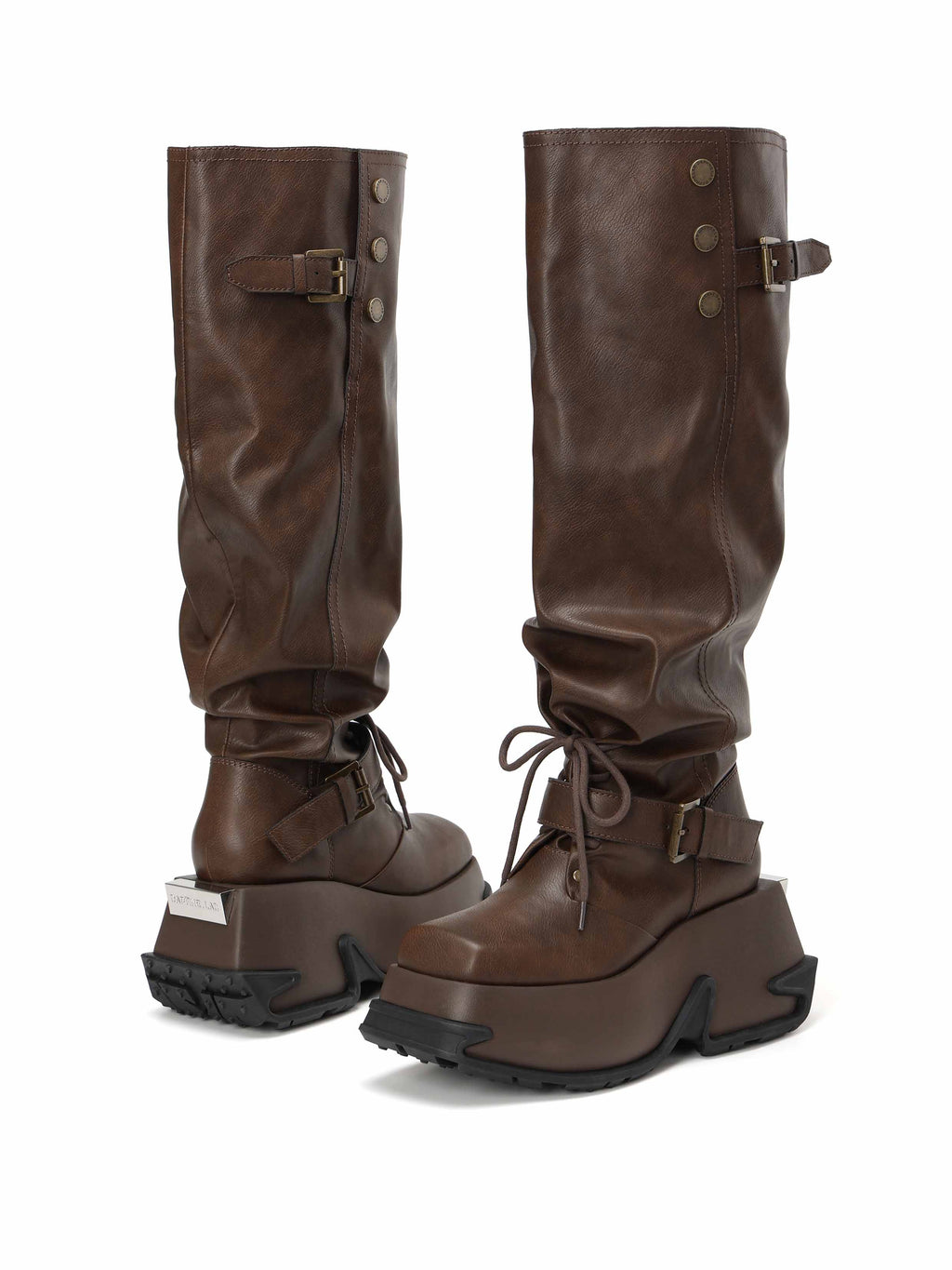 ARTEMIS Sculptural Platform OTK Boots Cocoa Brown