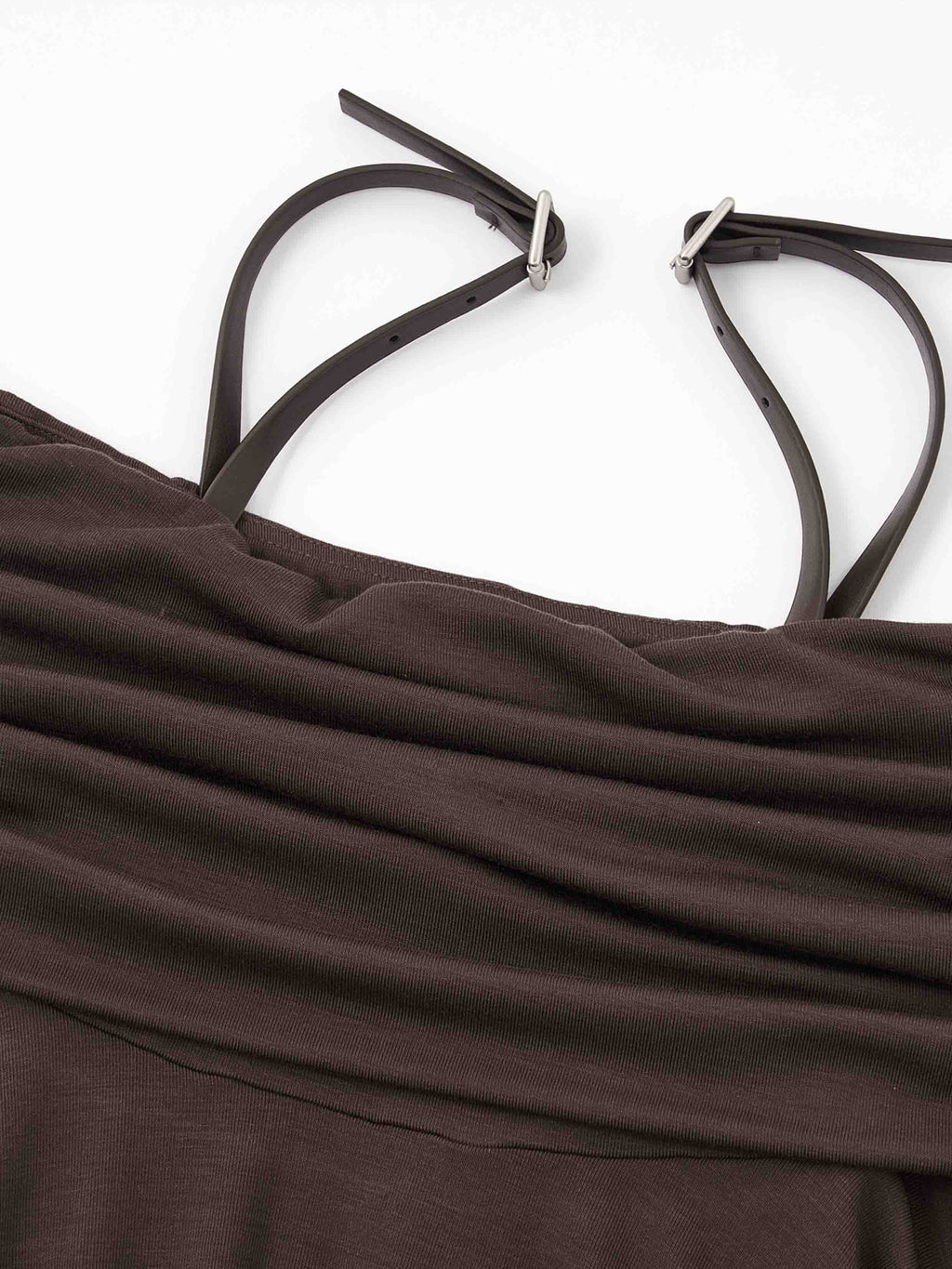 Ruched Asymmetric Midi Skirt Espresso Brown
