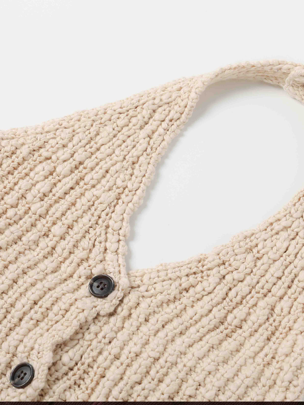 Halter Button Knit Vest Beige