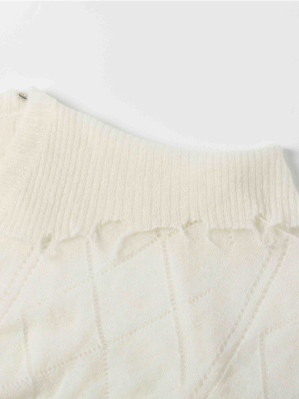 Asymmetric Off-Shoulder Mohair Knit Sweater Ivory White