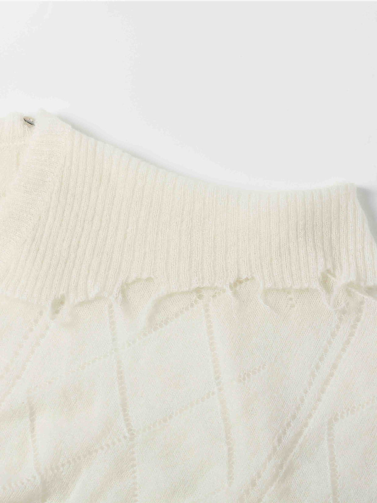 Asymmetric Off-Shoulder Mohair Knit Sweater Ivory White
