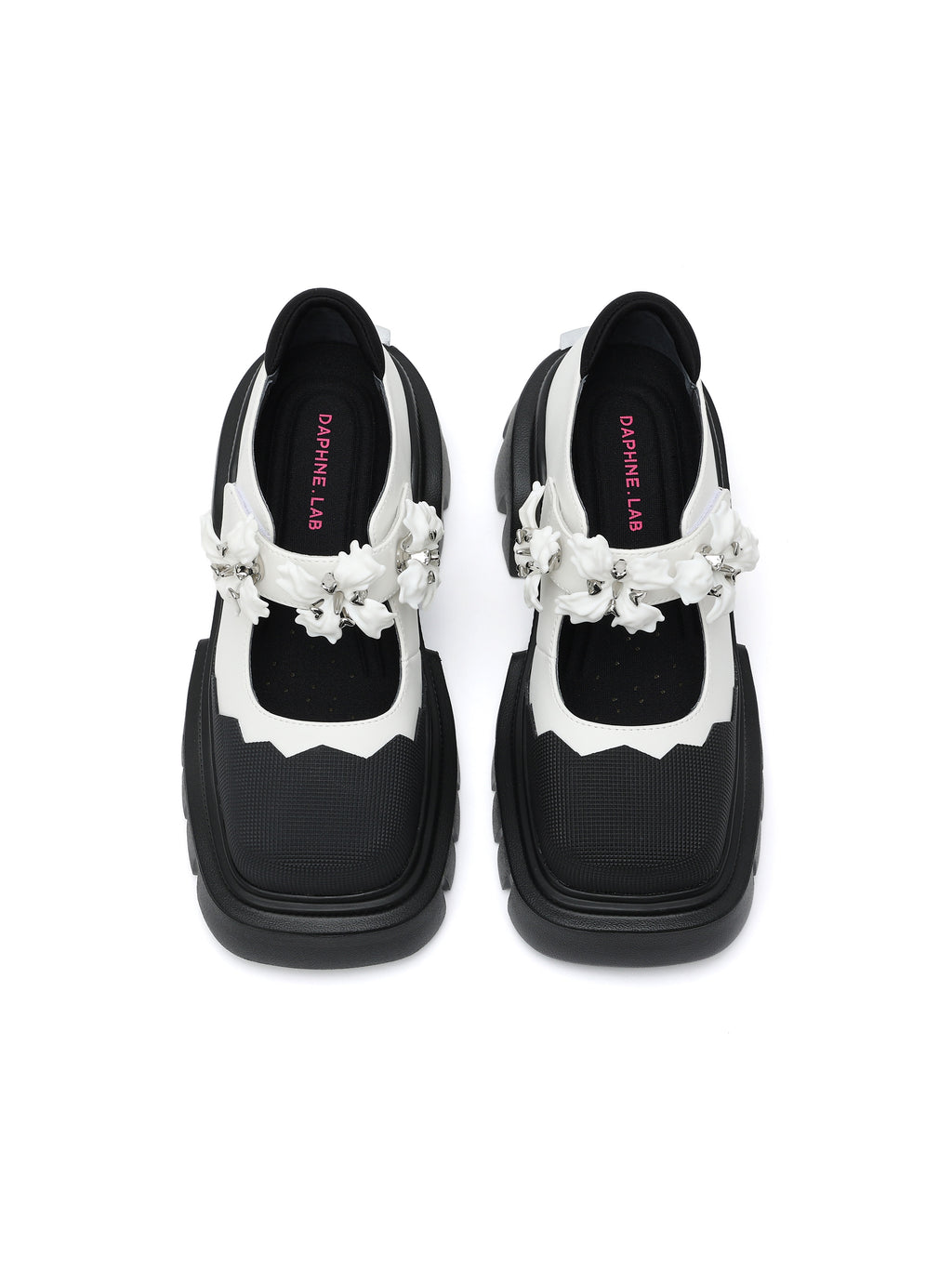 PASITHEA Blumengarnitur Chunky Mary Janes Weiß
