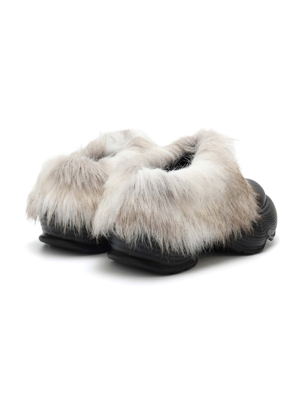 CALLISTO Fur Platform Clogs Black