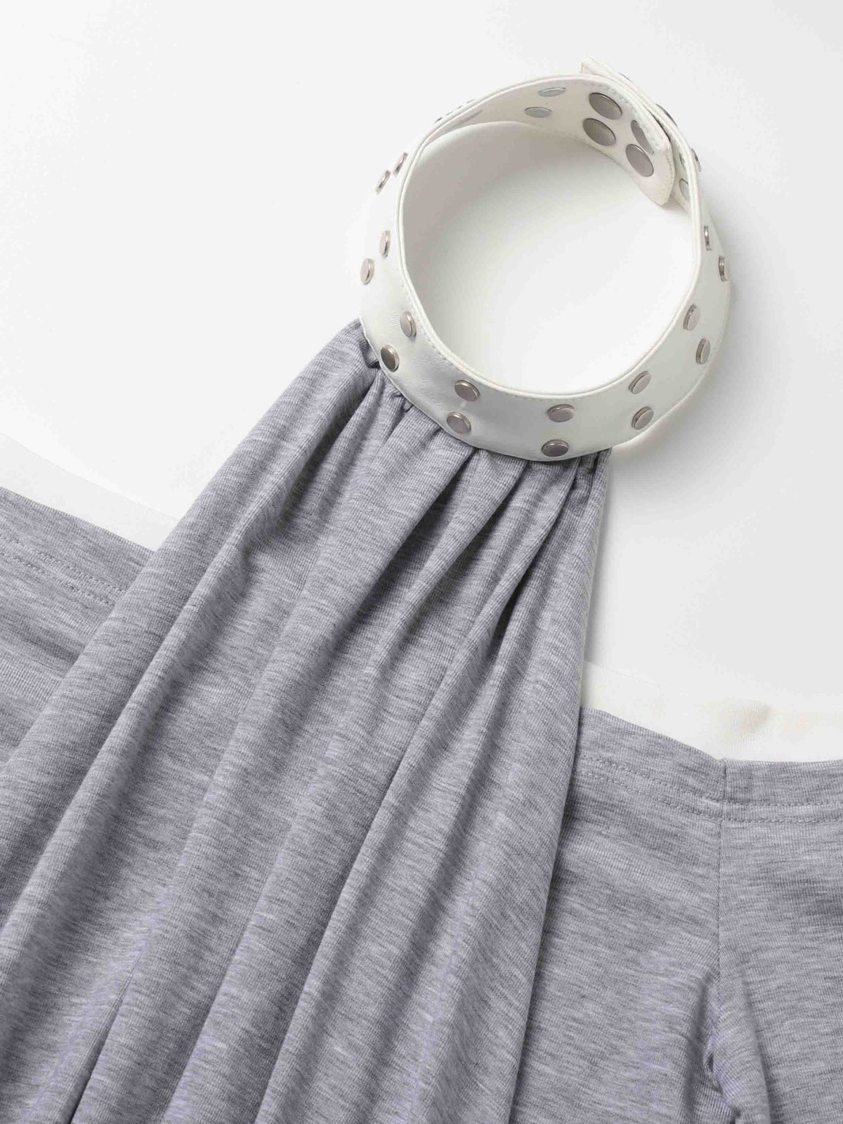 Studded Halter Two-Piece Top Gray