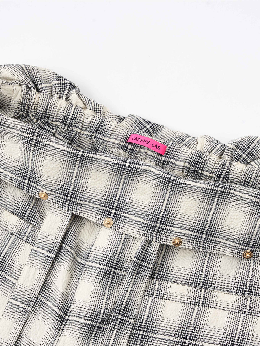 Foldover Plaid Wide-Leg Pants