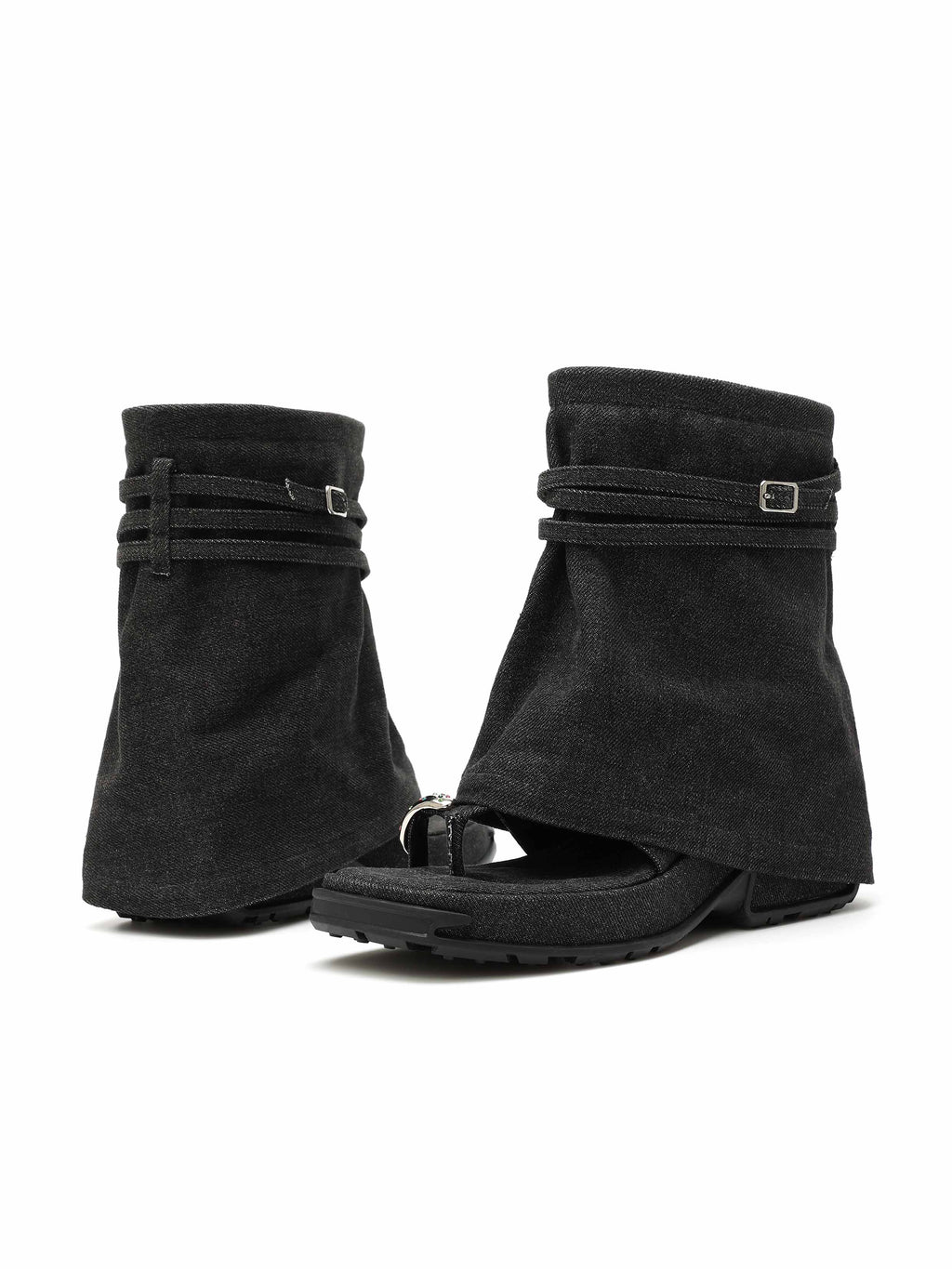 OENONE Toe-Ring Ankle Boots Black