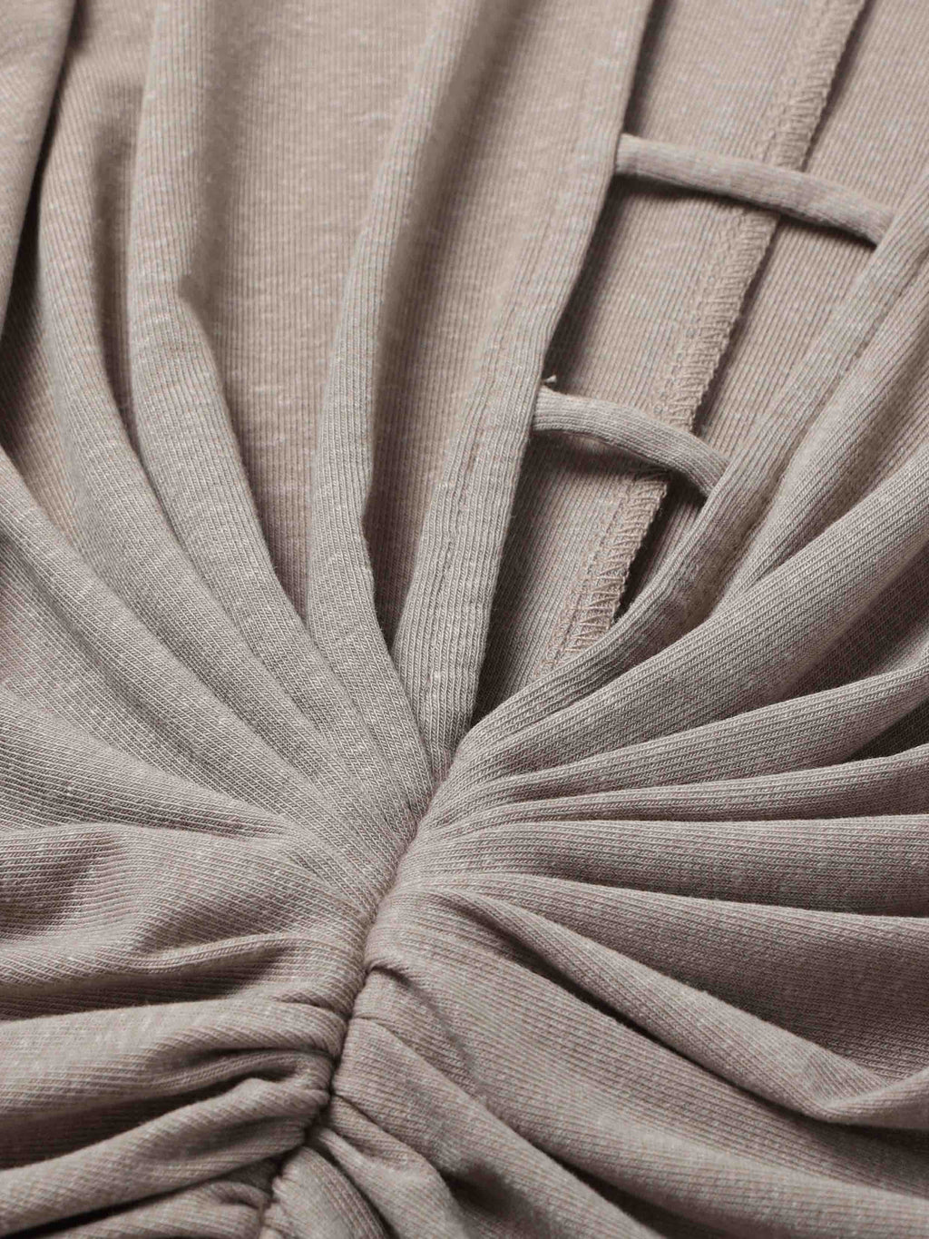 Ruched Plunge Neck Strap Bodysuit Taupe