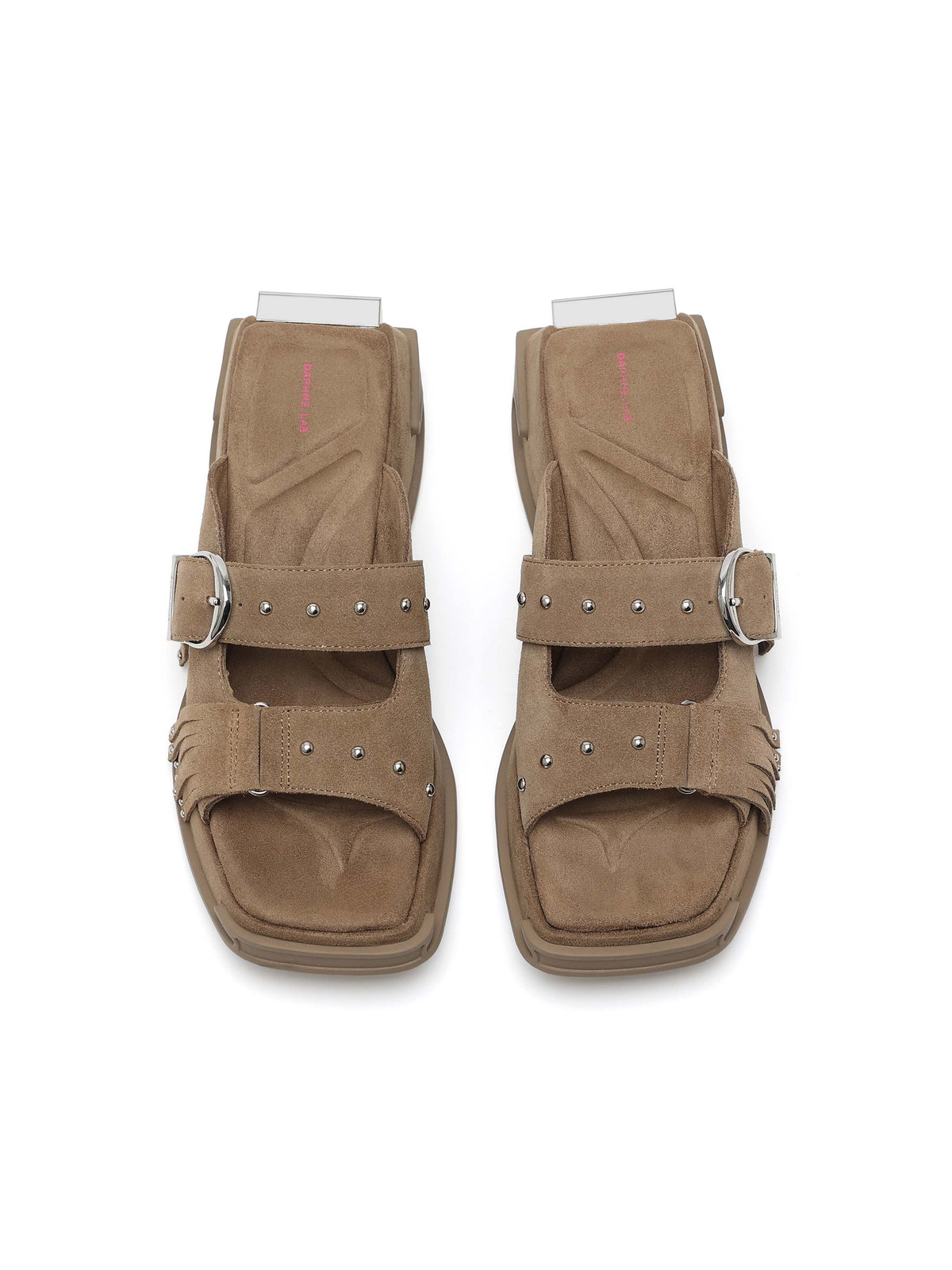 OREA Fringe Plateau-Sandalen Khakibraun
