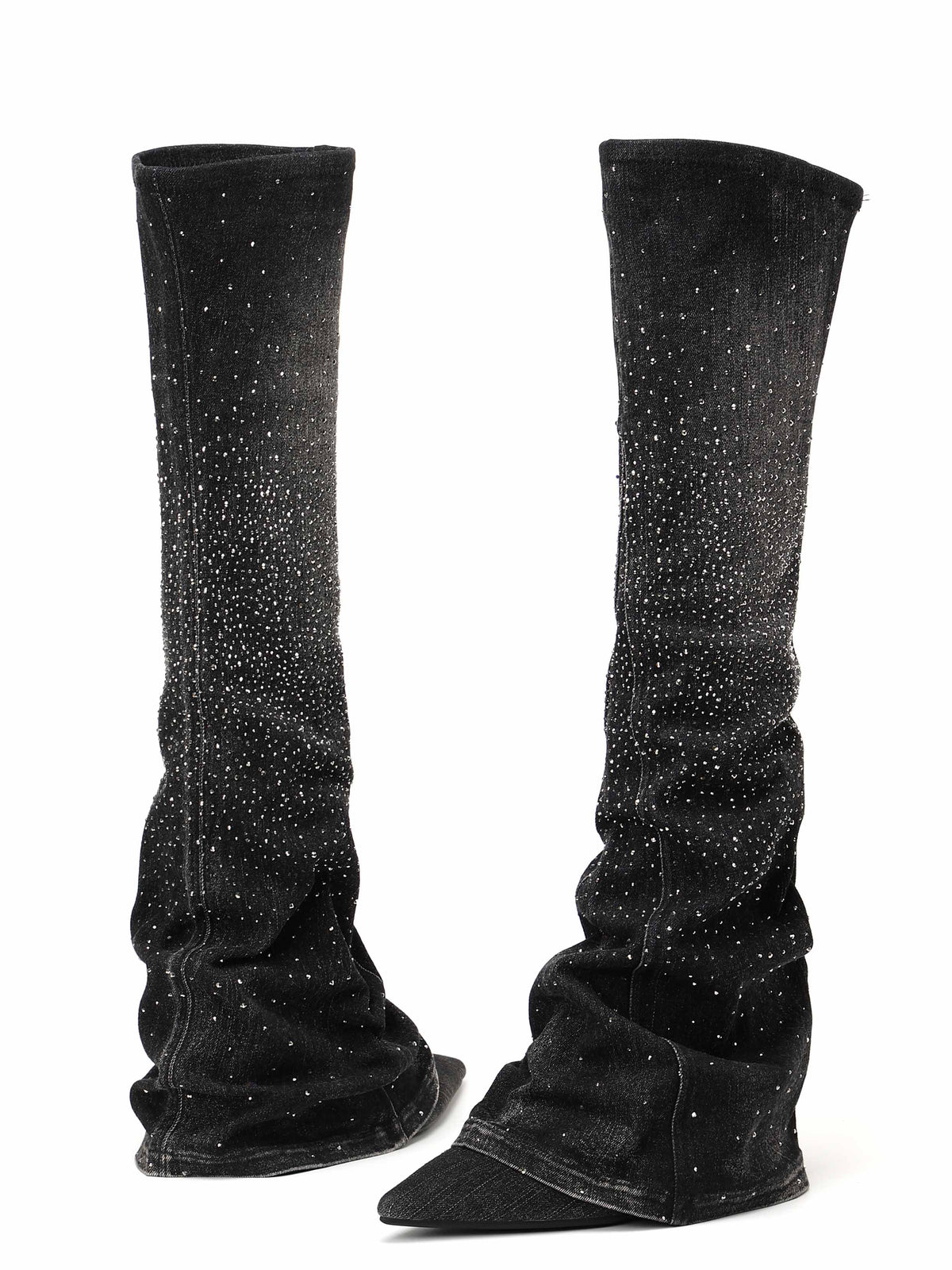 CASSIOPEIA Crystal Gaiter OTK Boots Black Denim