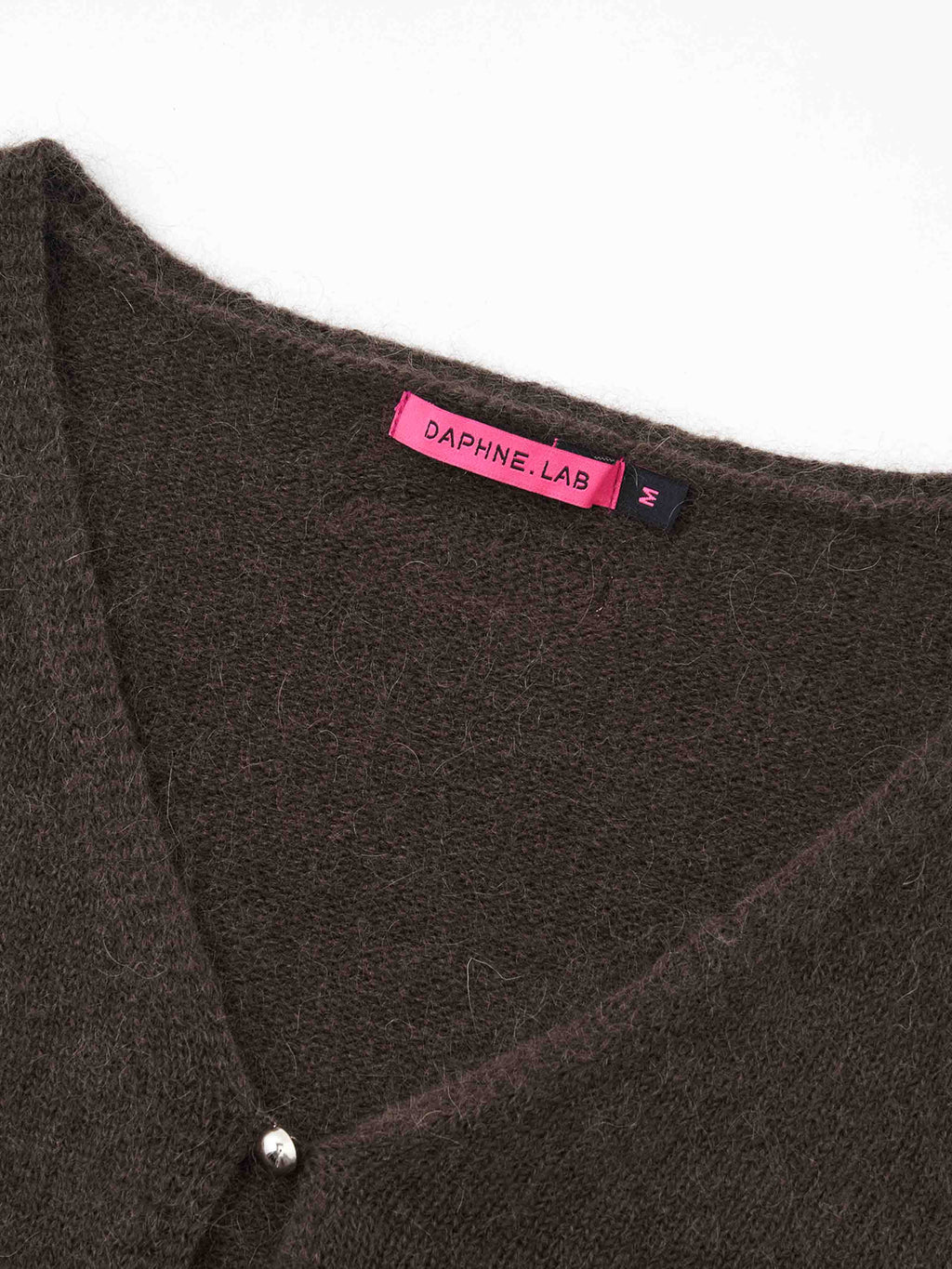Mohair Cutout V-Neck Knit Cardigan Espresso Brown