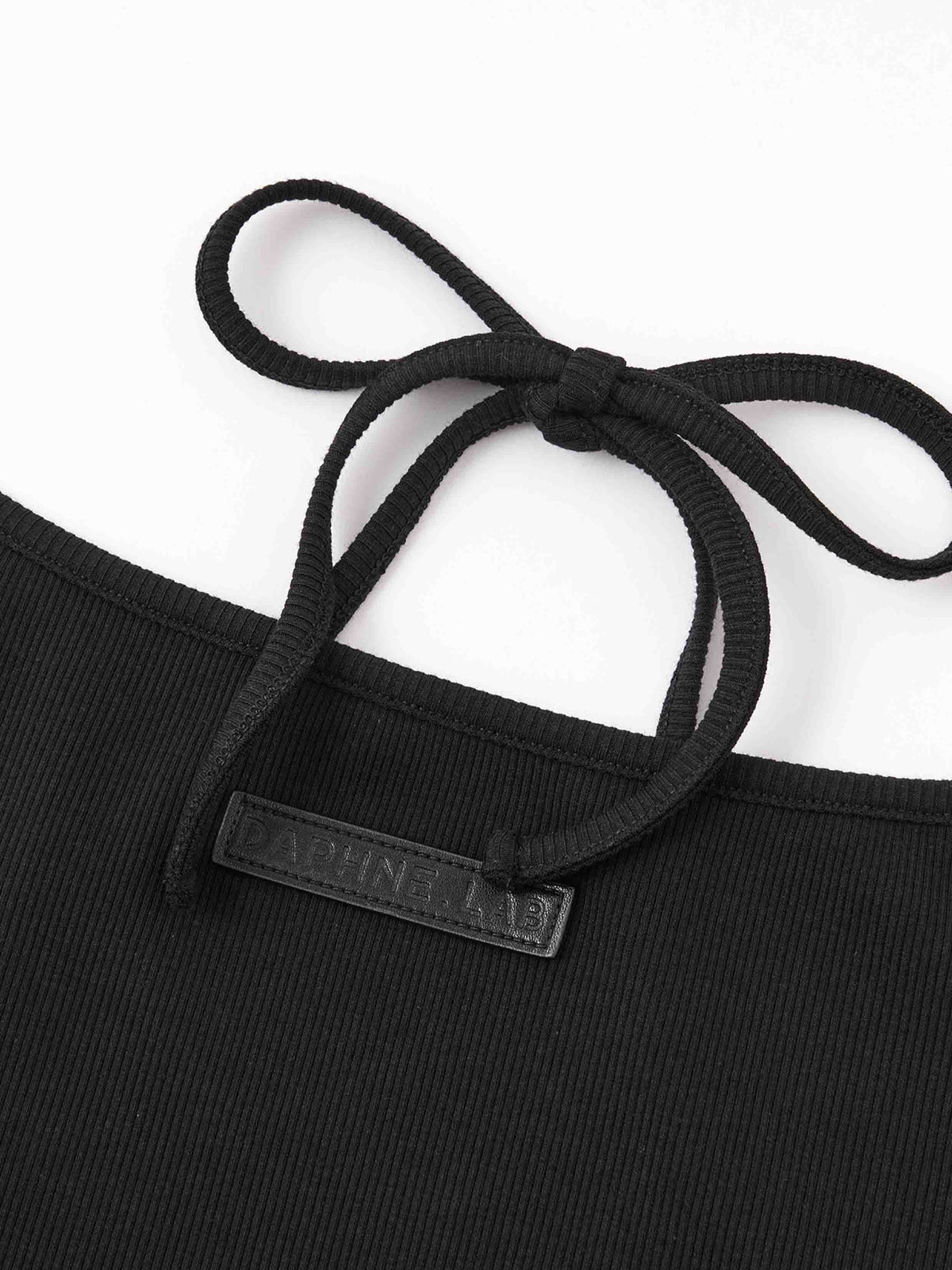 Layered Halter Knit Mini Dress Black