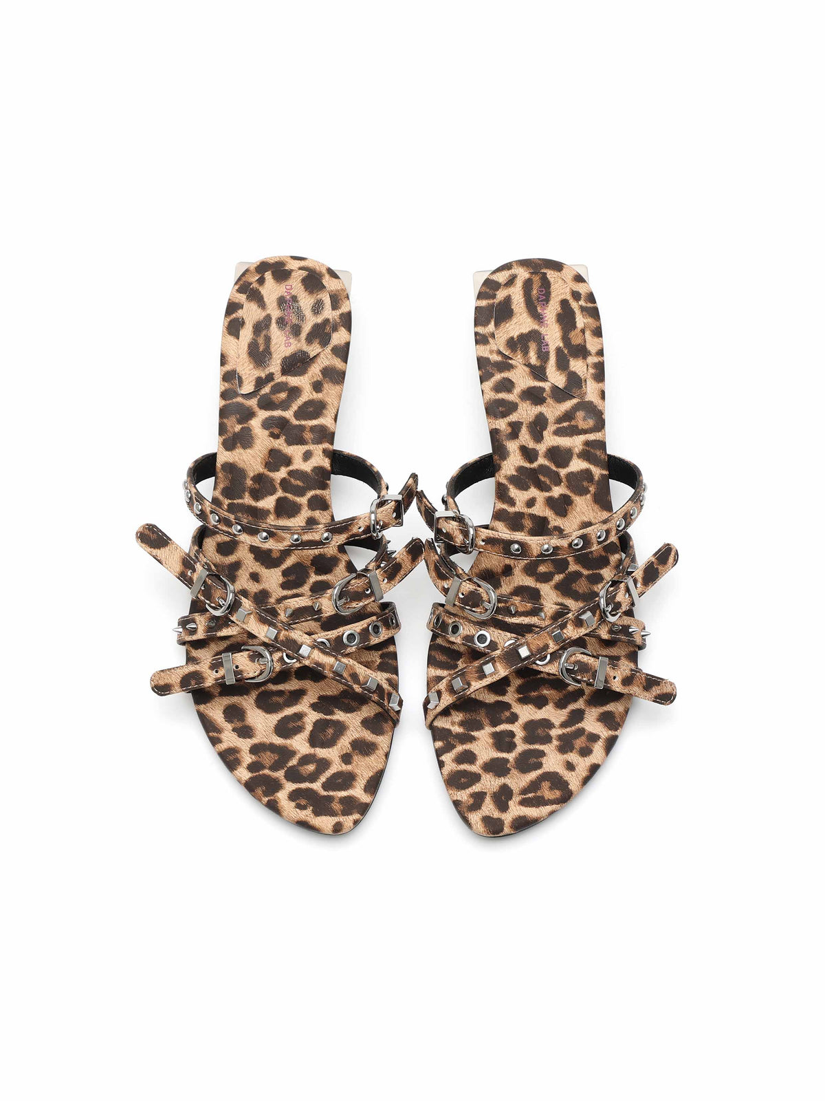 LEDA Studded Strappy Opener Heel Sandals Leopard Brown