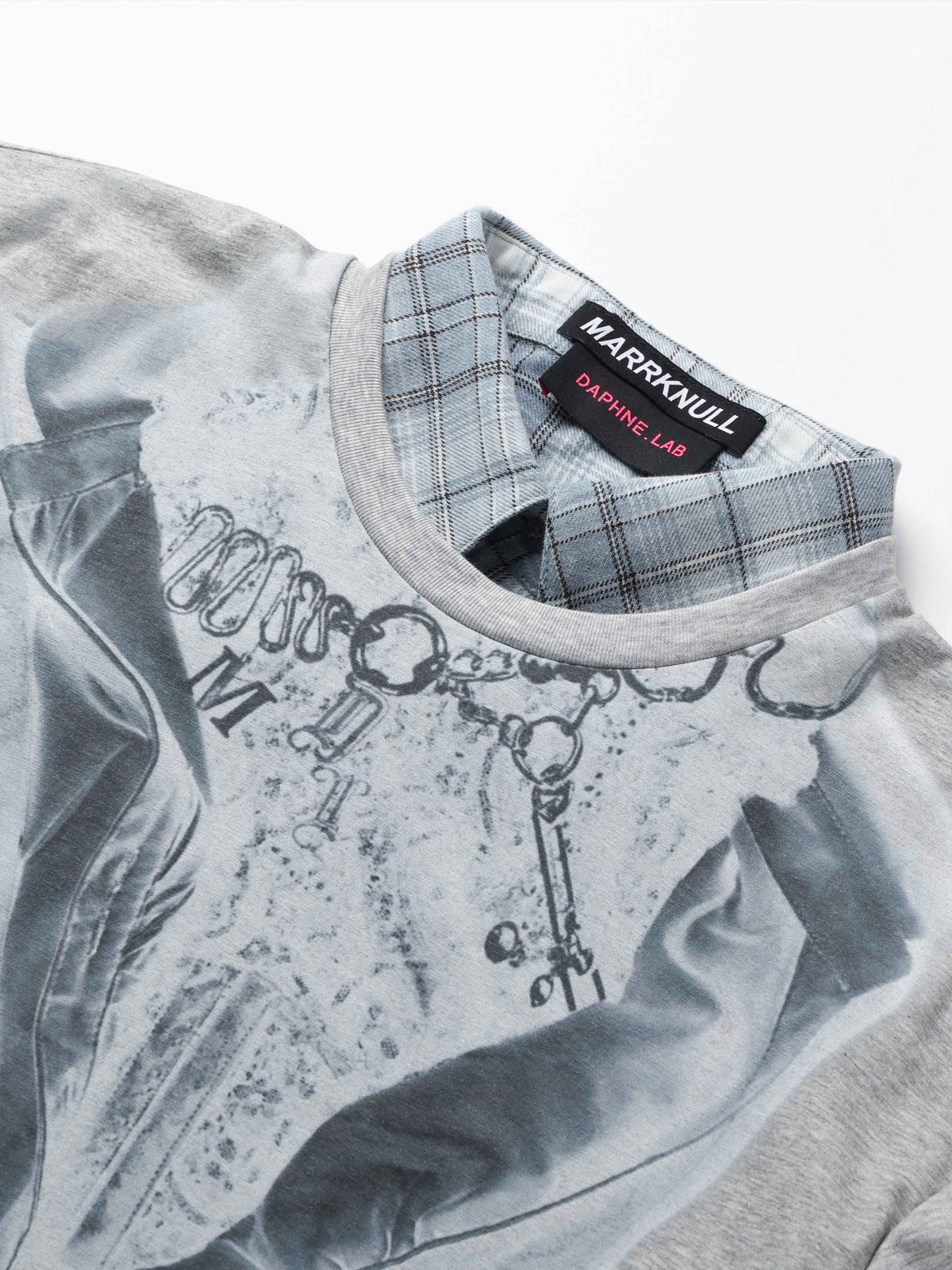 Daphne.Lab x MARRKNULL | Plaid Layered Graphic Shirt