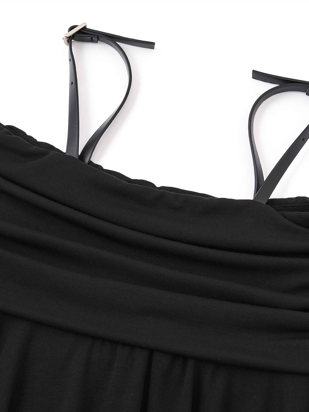 Ruched Asymmetric Midi Skirt Black