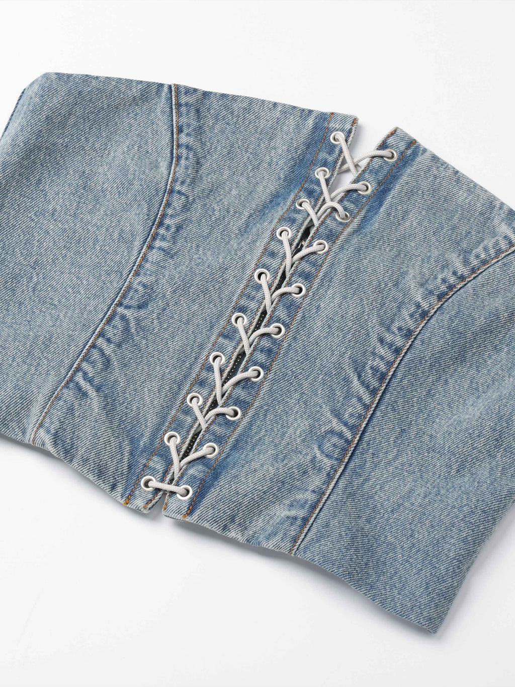 Daphne.Lab x MARRKNULL | Layered Lace-Up Denim Corset Top