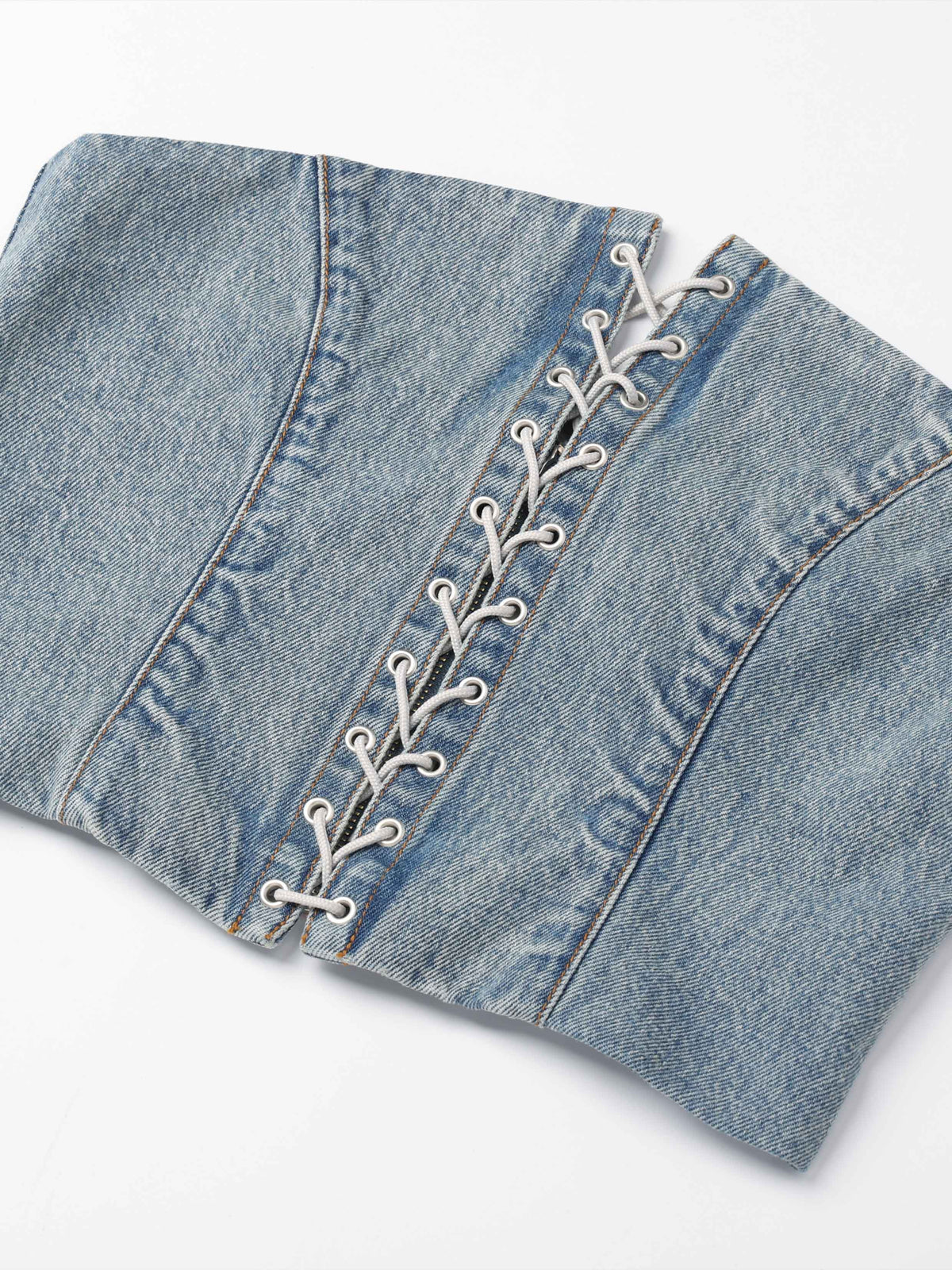 Daphne.Lab x MARRKNULL | Layered Lace-Up Denim Corset Top