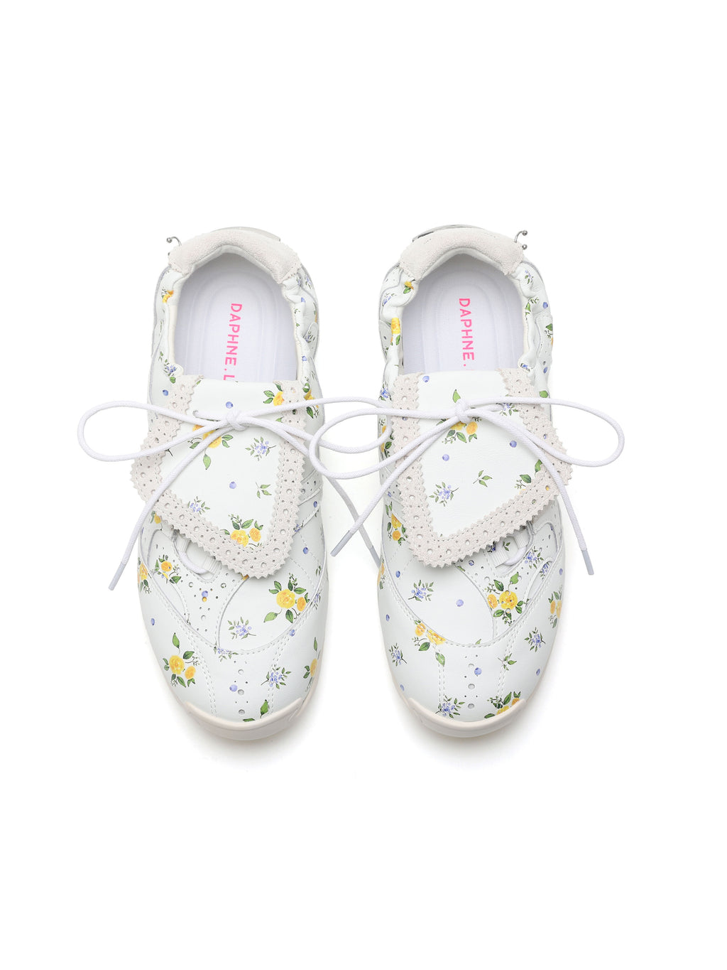 DIONE Fold-Over Tongue Trainers Ivory Floral