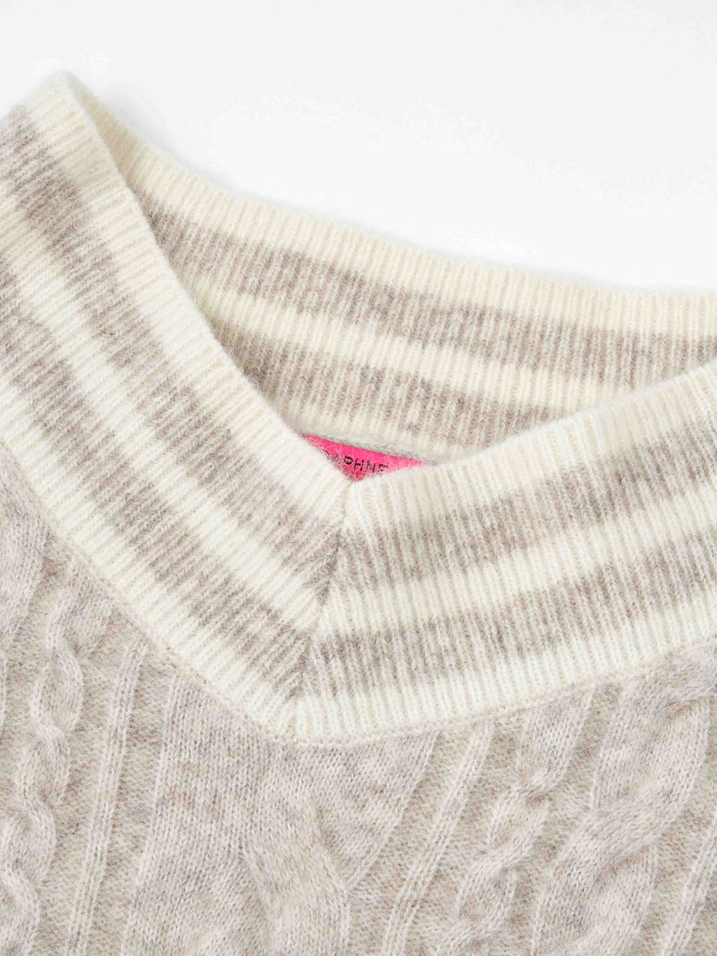 Convertible Off-Shoulder Cable Knit Sweater Oatmeal Cream