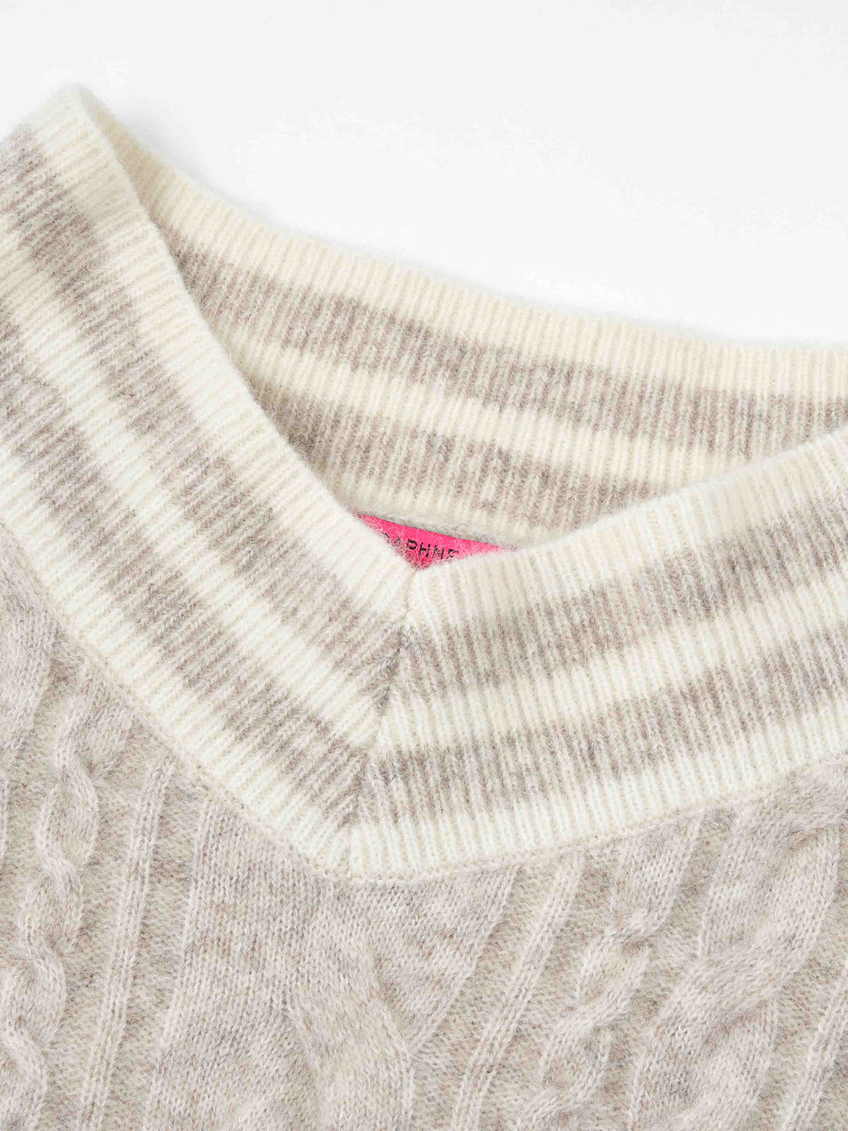 Convertible Off-Shoulder Cable Knit Sweater Oatmeal Cream