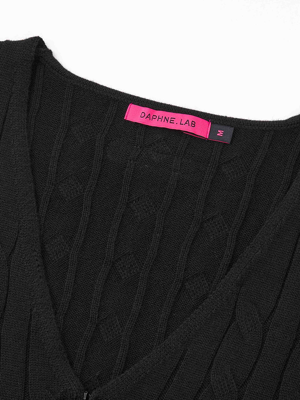Cable Knit Zip-Up Bodysuit Black
