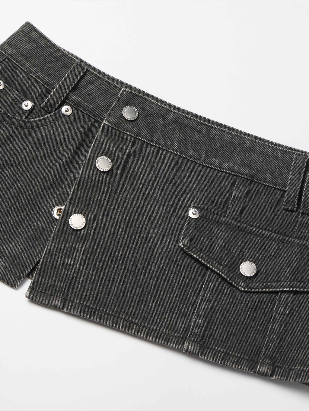 Asymmetric Denim Skort Set Washed Black