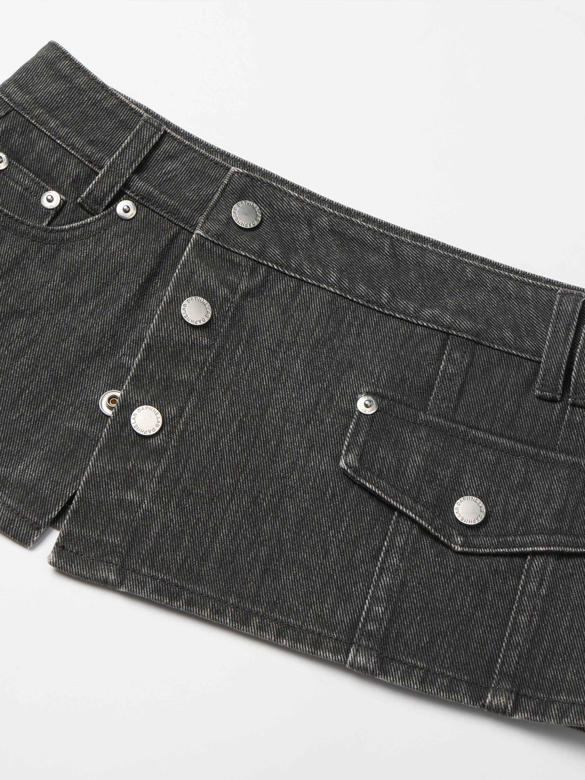 Asymmetric Denim Skort Set Washed Black
