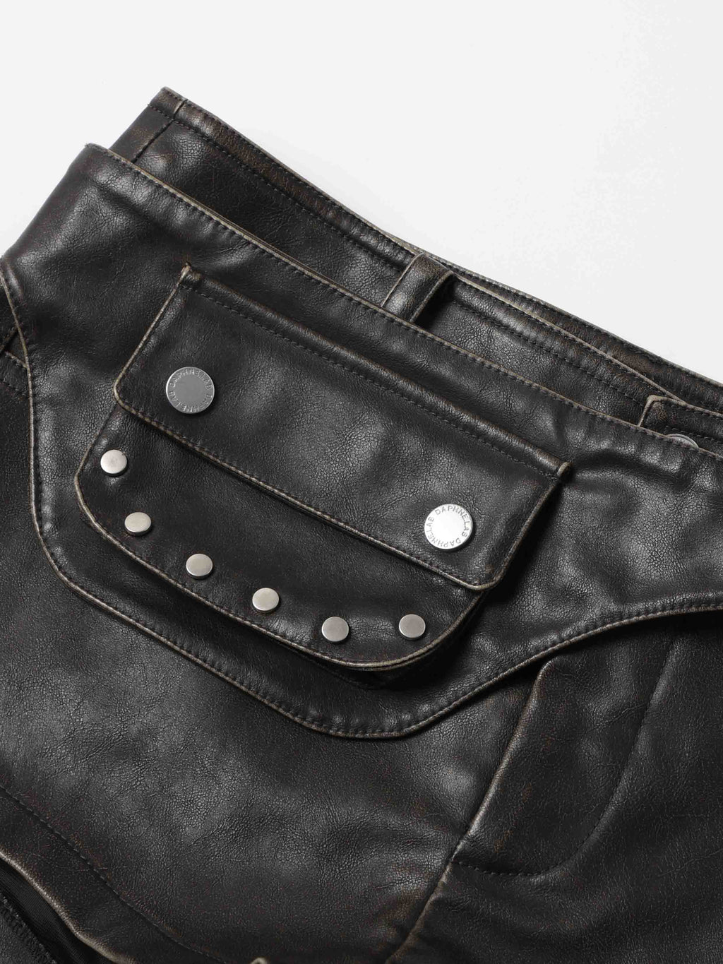 Detachable Belt Bag Distressed Shorts Black
