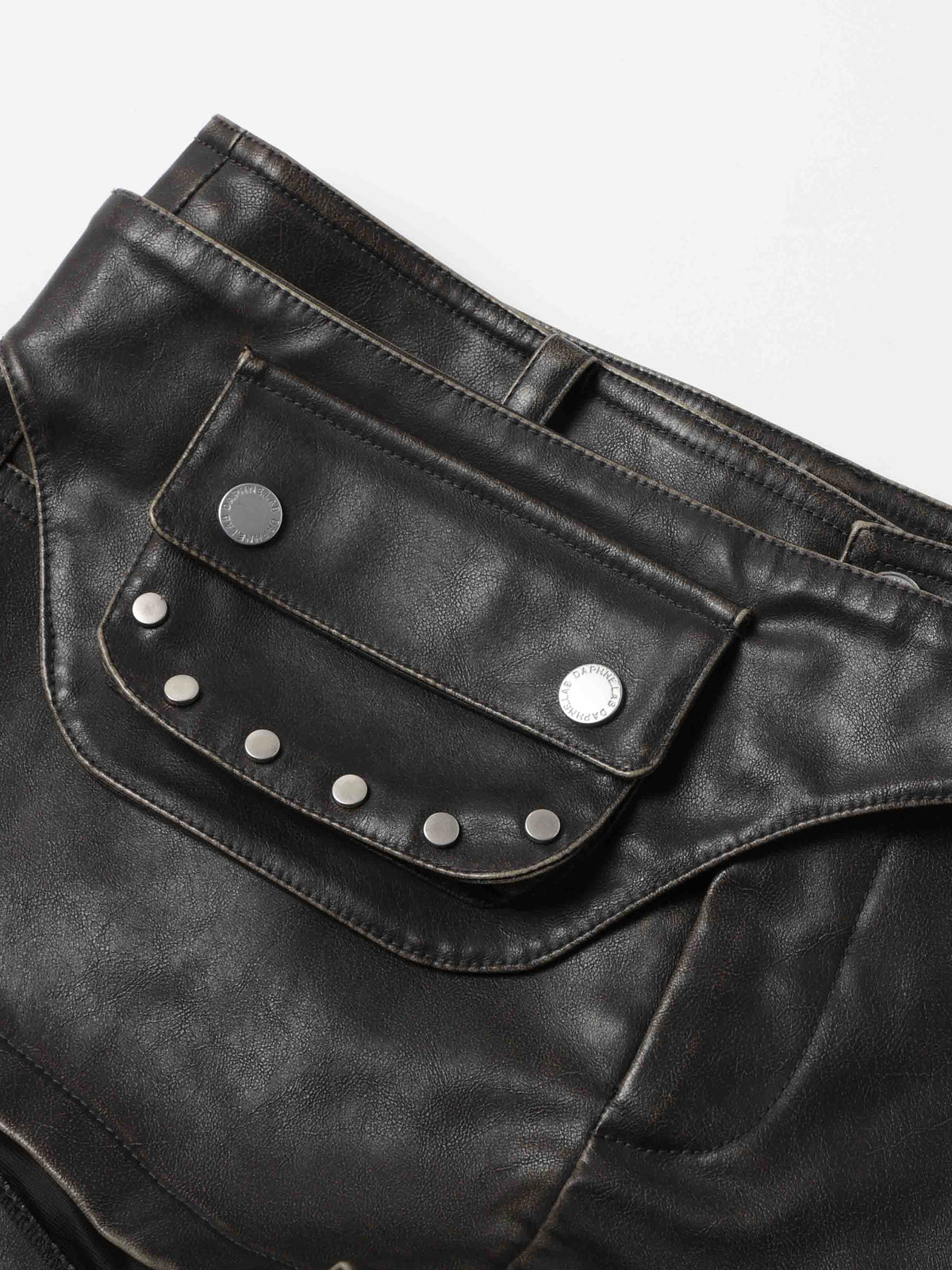 Detachable Belt Bag Distressed Shorts Black