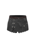 Asymmetric Denim Skort Set Washed Black