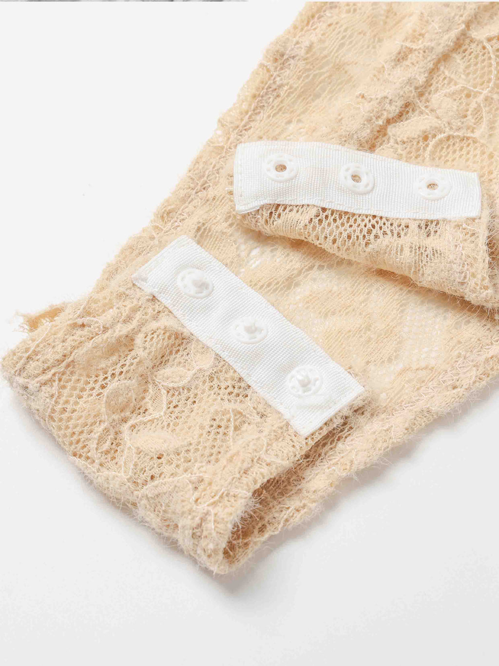 Off-Shoulder Lace Button Bodysuit Beige
