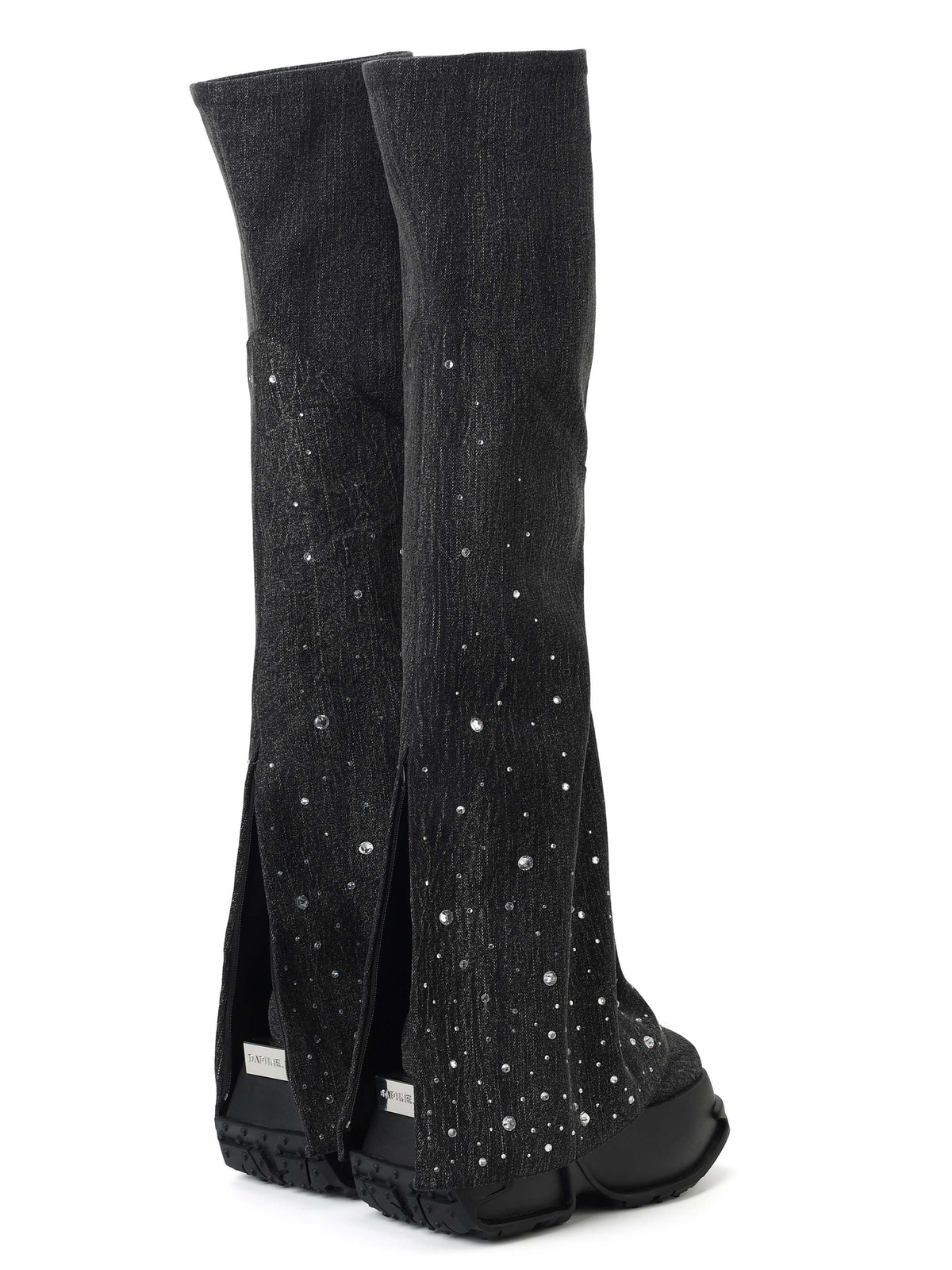 SELENE Crystal Embellished OTK Boots Black