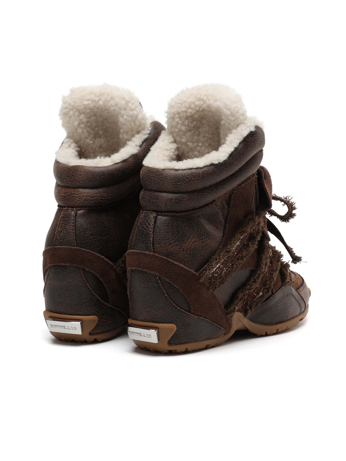 ARIADNE Distressed Wedge Sneakers Cocoa Brown