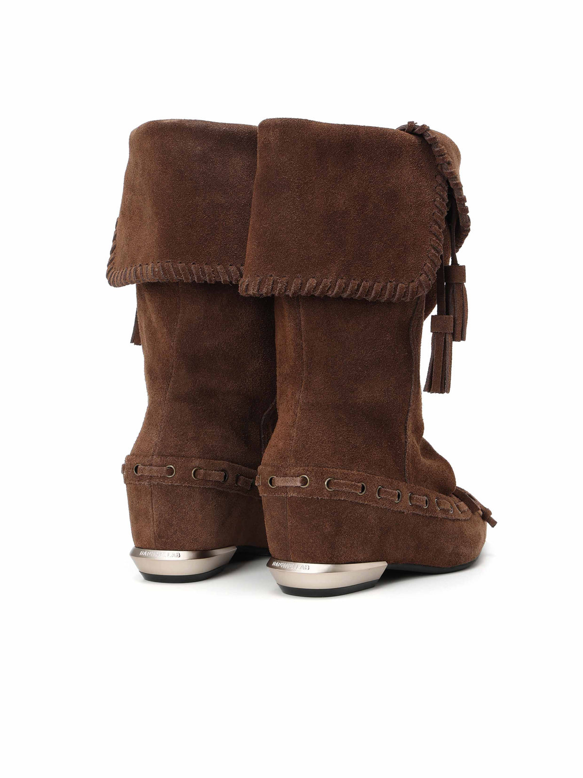 DANAE Fold-Over Tassel High Ankle Boots Cocoa Brown
