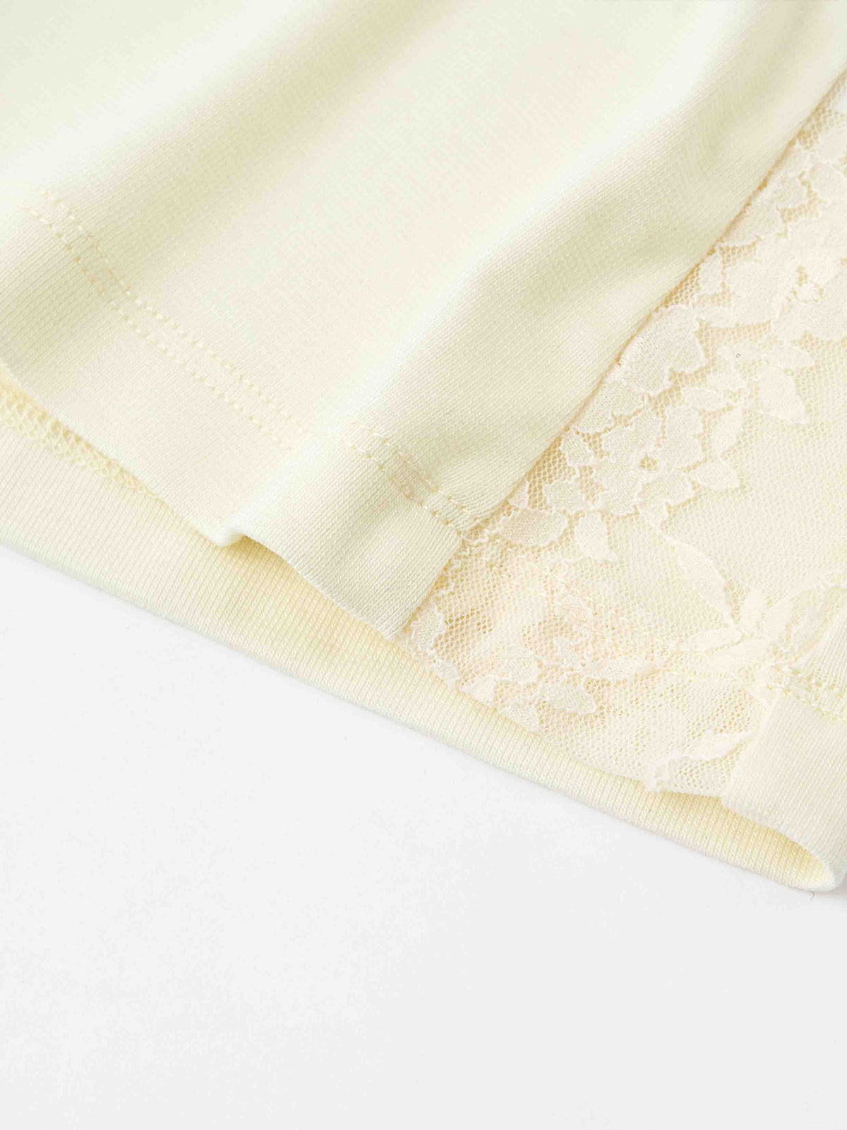 Lace Panel Off-Shoulder Top with Ruffle Scarf Ivory