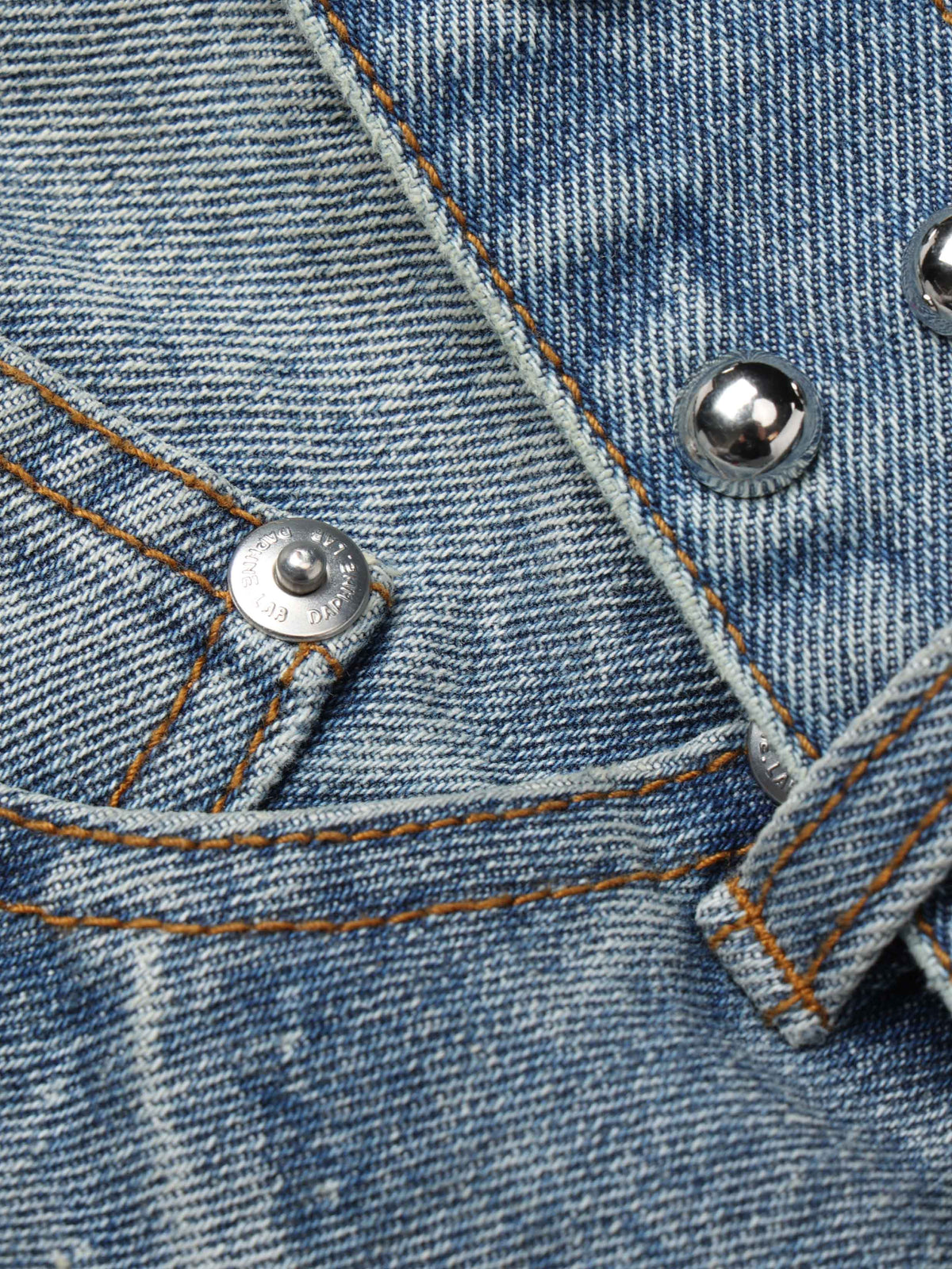 Studded Belt Denim Shorts Light Blue