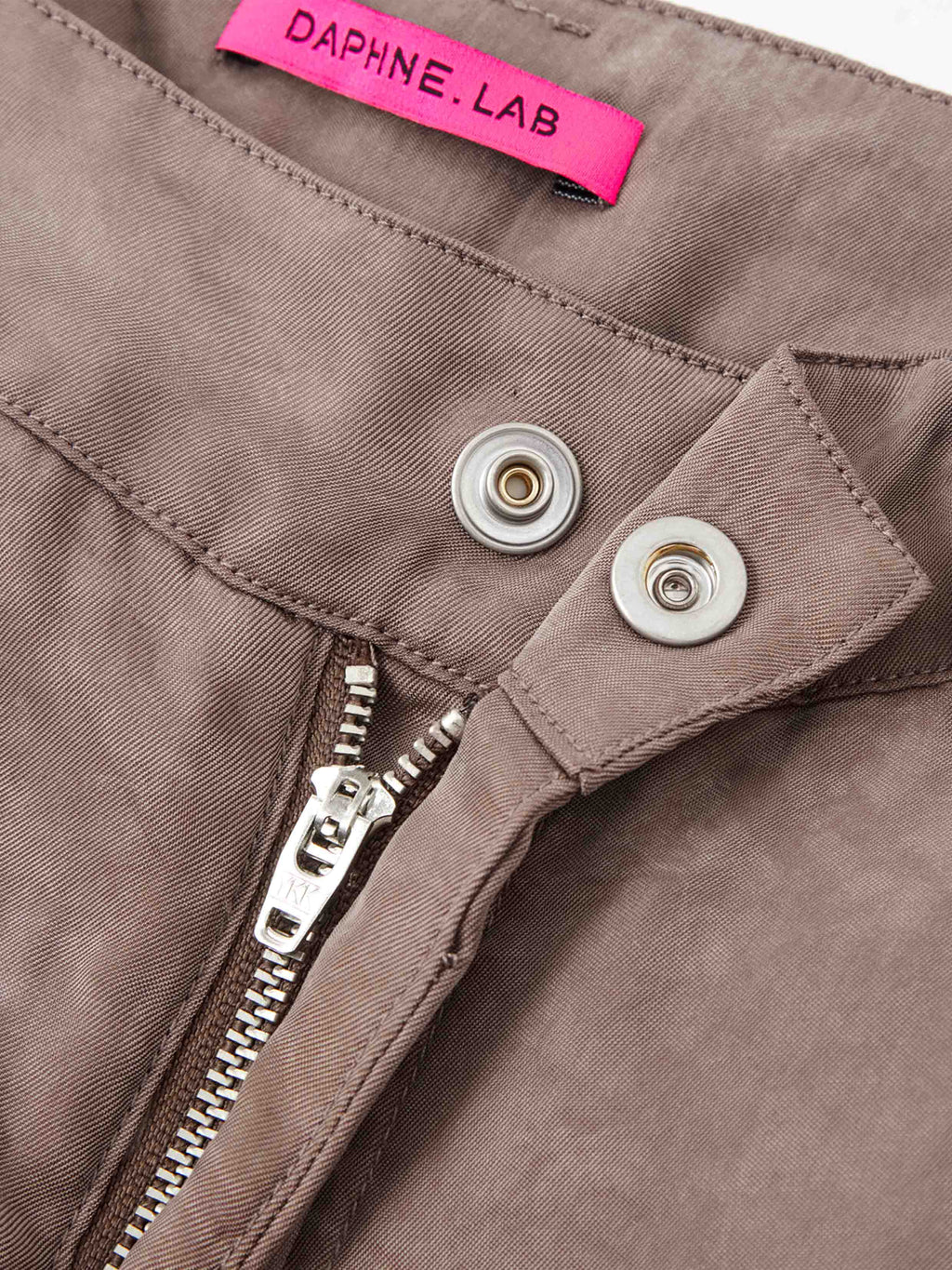 Cutout Buckle Straight-Leg Pants Taupe Brown