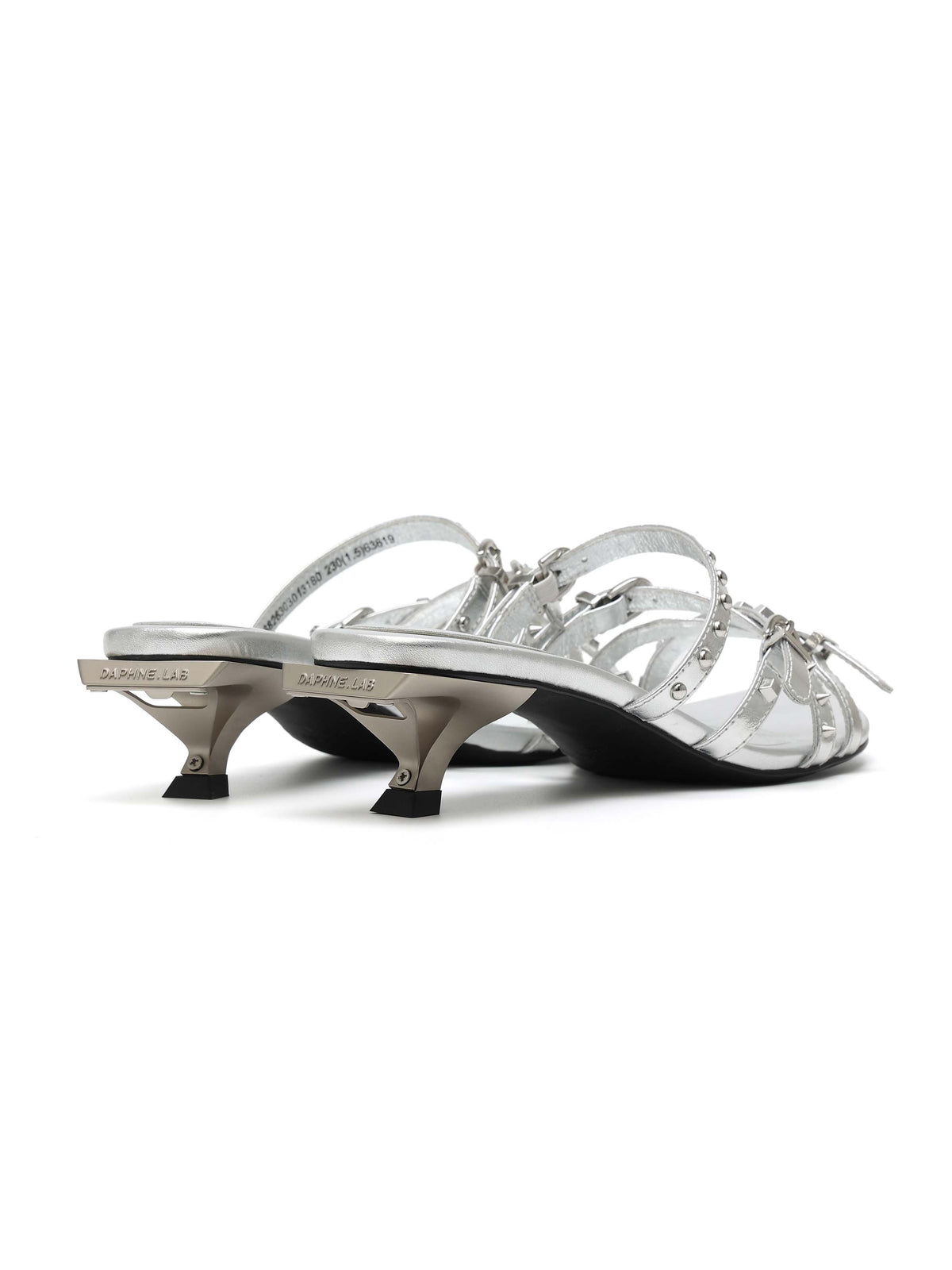 LEDA Studded Strappy Opener Heel Sandals Silver